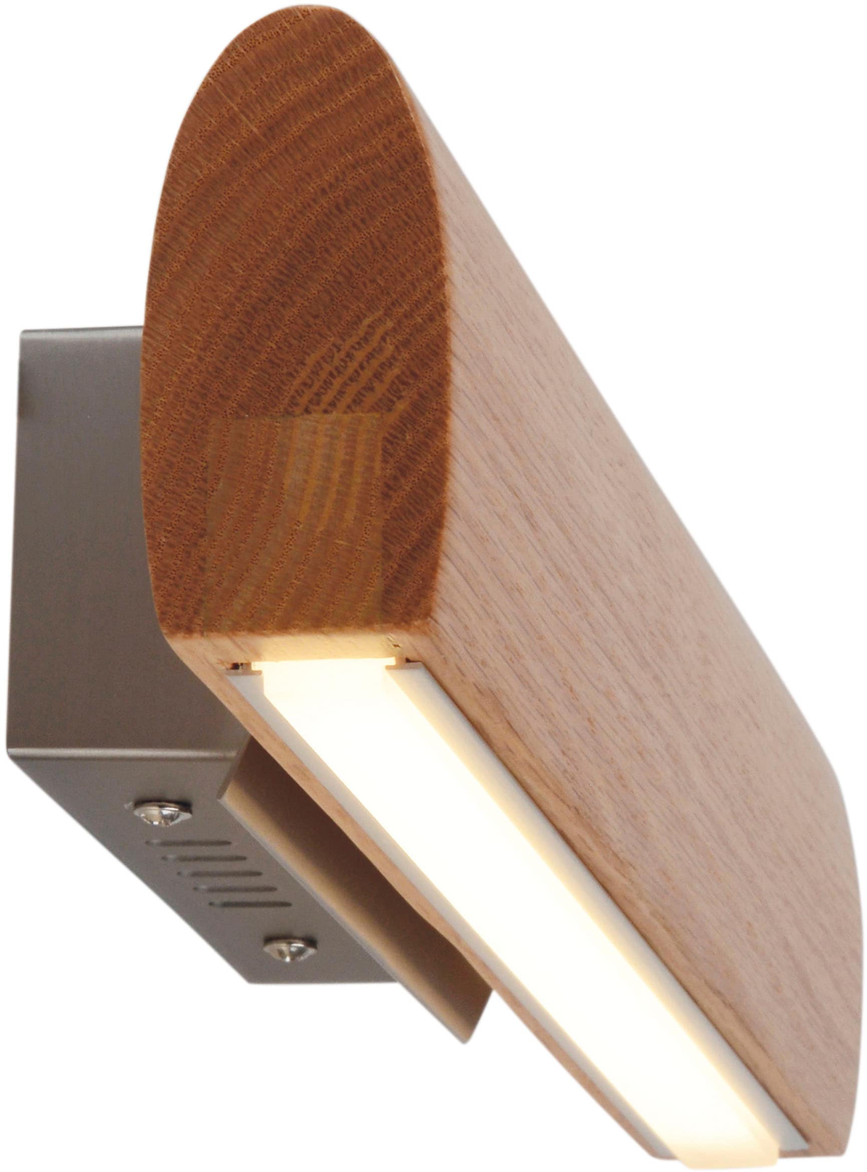 näve LED Wandleuchte »Rondo«, 1 flammig, Leuchtmittel LED-Modul | LED fest integriert, Schirm Eichenholz, L: 35cm, warmweißes Licht, abgerundete Form