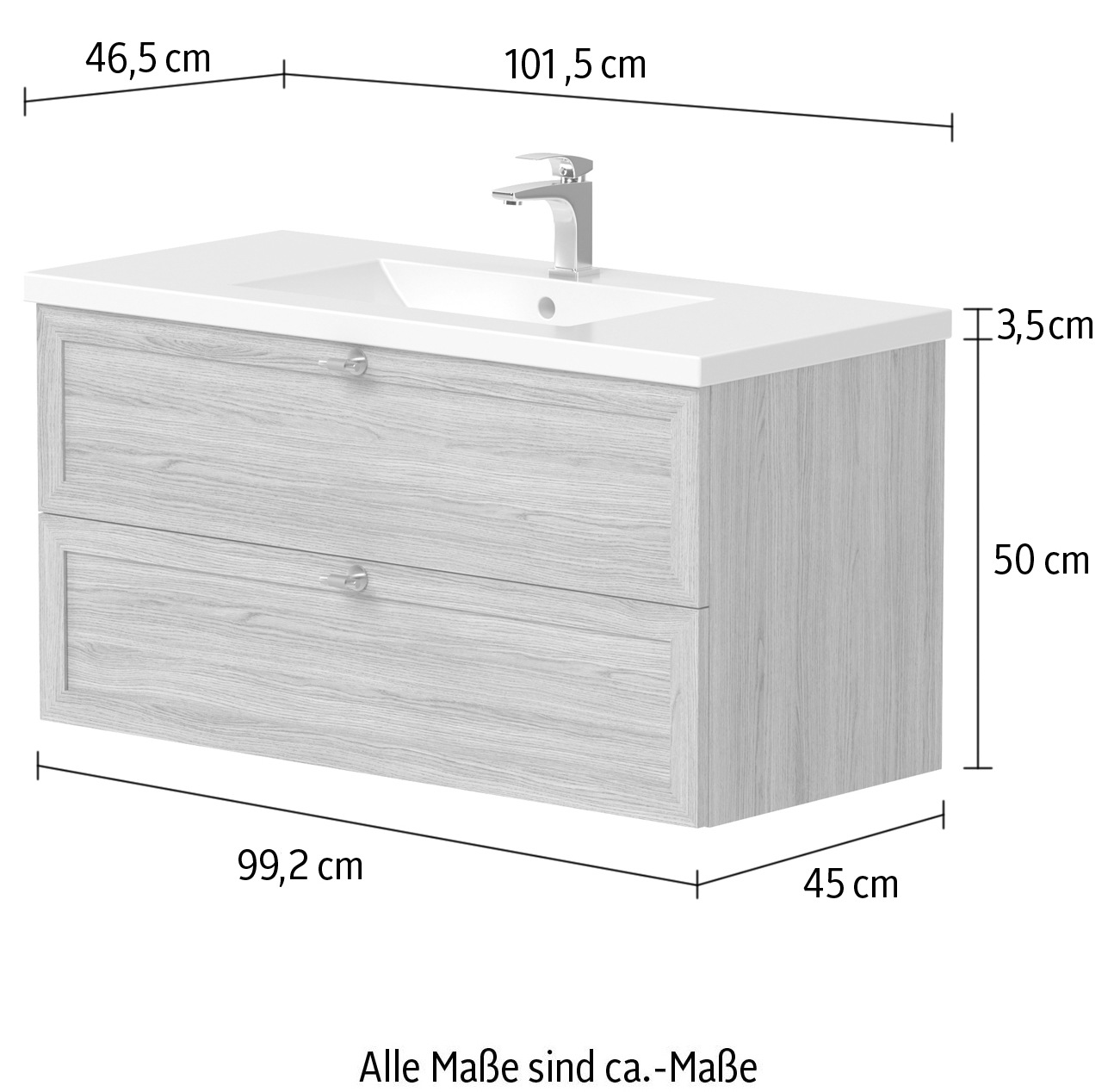 welltime Waschtisch »Rustic«, mit Soft-Close-Funktion, in verschiedenen Breiten, Eichenfurnier, FSC®