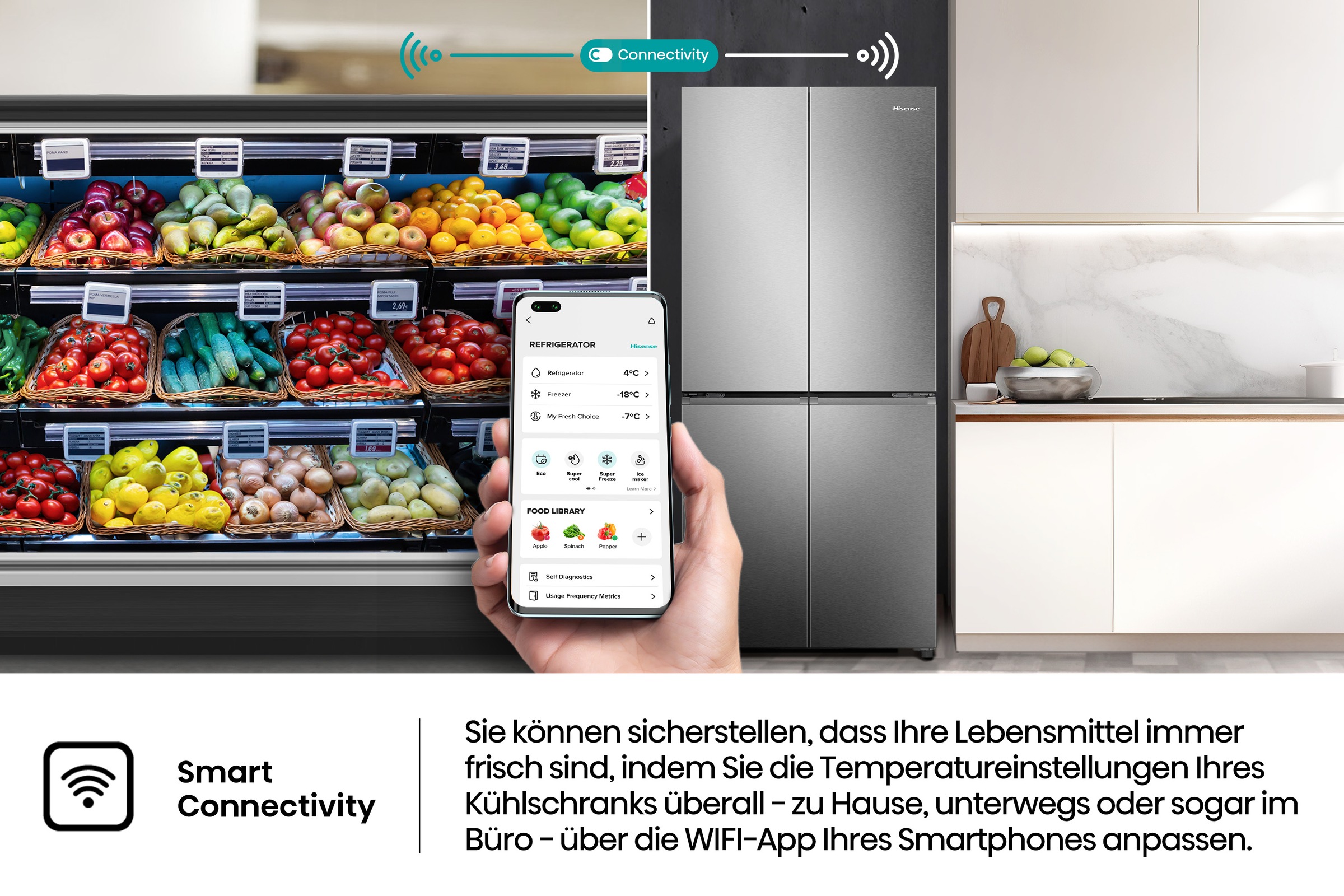 Hisense Multi Door »RQ5P470SAID«, MetalCooling Innenwand