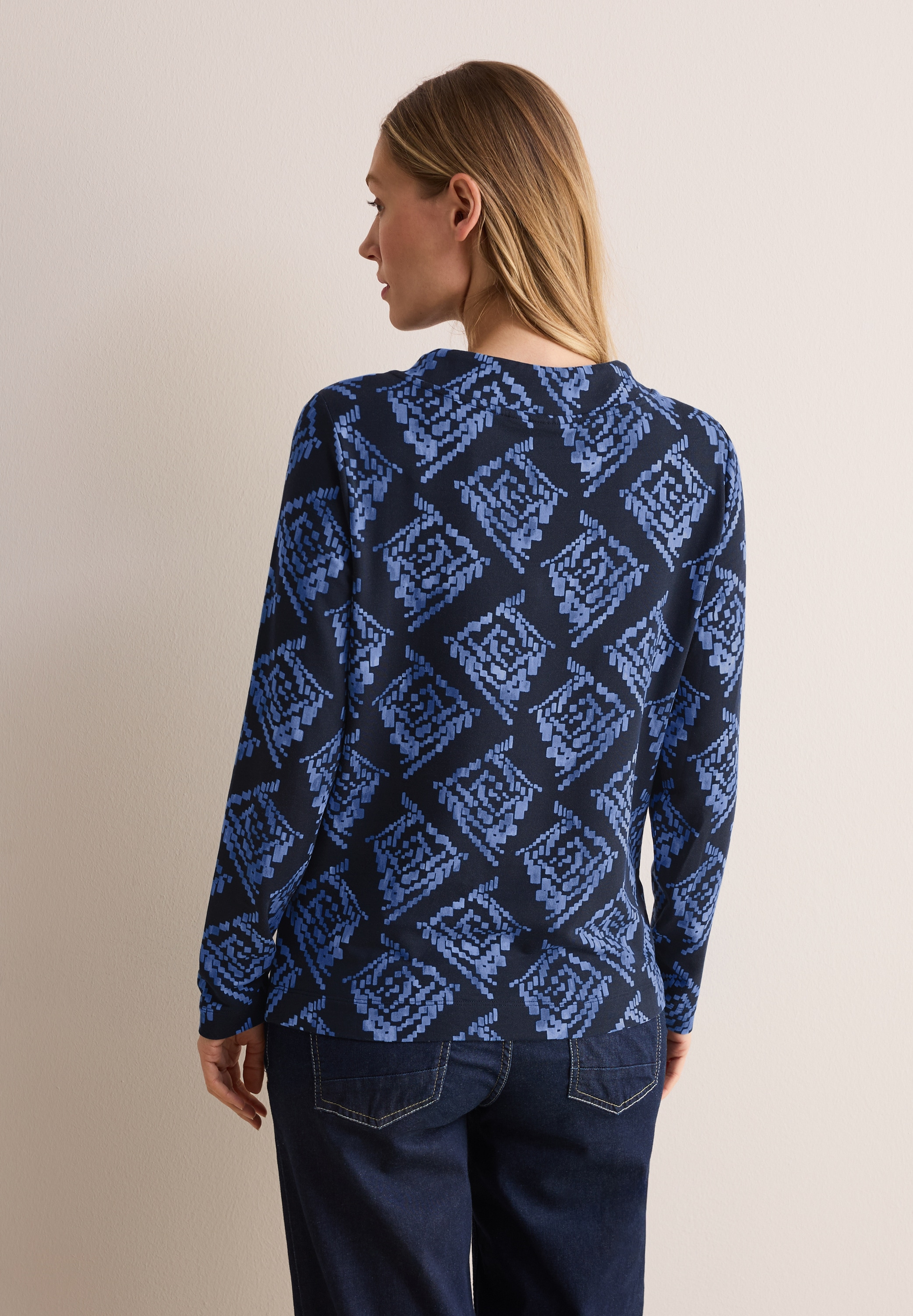 Cecil Rollkragenpullover, mit All-Over Print und Stehkragen mit Kordelzug