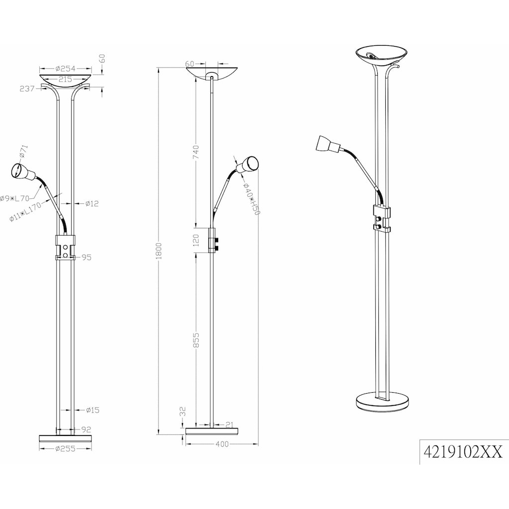 TRIO Leuchten LED Deckenfluter »Santo II«, 2 flammig-flammig