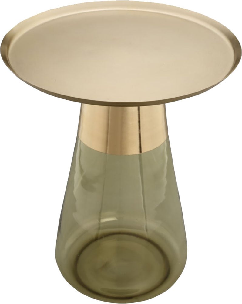 Kayoom Beistelltisch »Roman 225, mundgeblasener Glaskorpus«, (1 St.), mundgeblasener Glaskorpus, Retro-Design, goldene Metall-Tischplatte