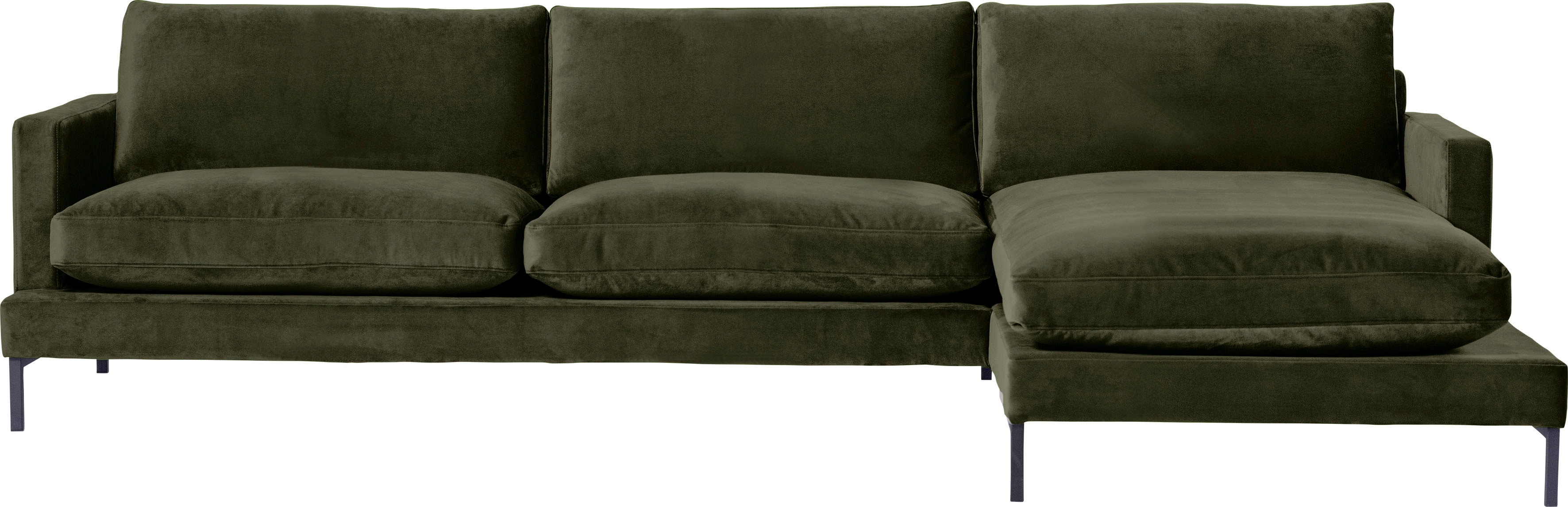 andas Ecksofa "Welland, L-Form," mit schwarzen Metallfüßen, mit Federfüllung im Sitz- und Rückenkissen