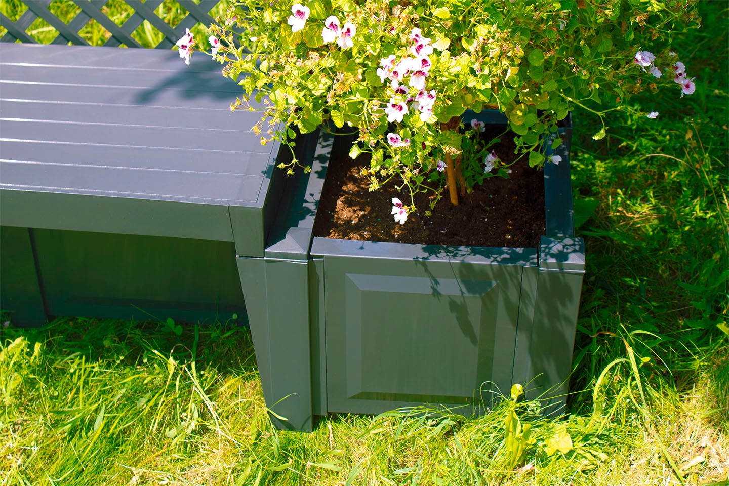 KHW Gartenbank "Kopenhagen" mit Spalier und zwei Pflanzkästen, anthrazit günstig online kaufen