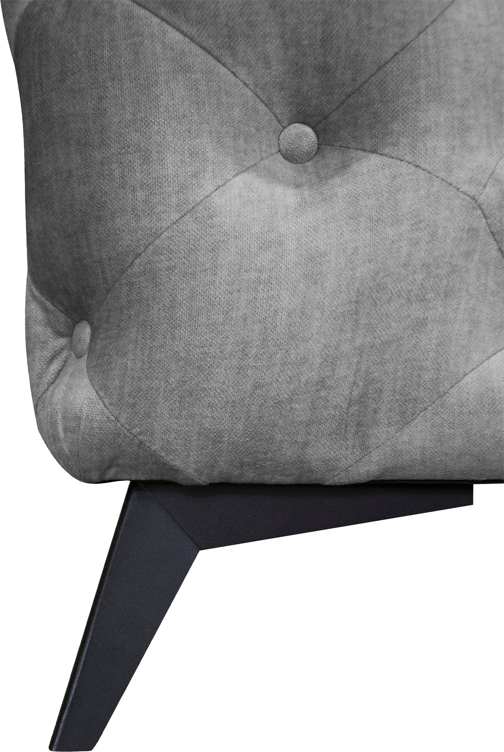 Leonique Chesterfield-Sofa »Ecksofa GLYNIS L-Form mit Wellenunterfederung, Maße B/T/H 323/264/75cm«, aufwändige Knopfheftung, moderne Chesterfield Optik, Fußfarbe wählbar