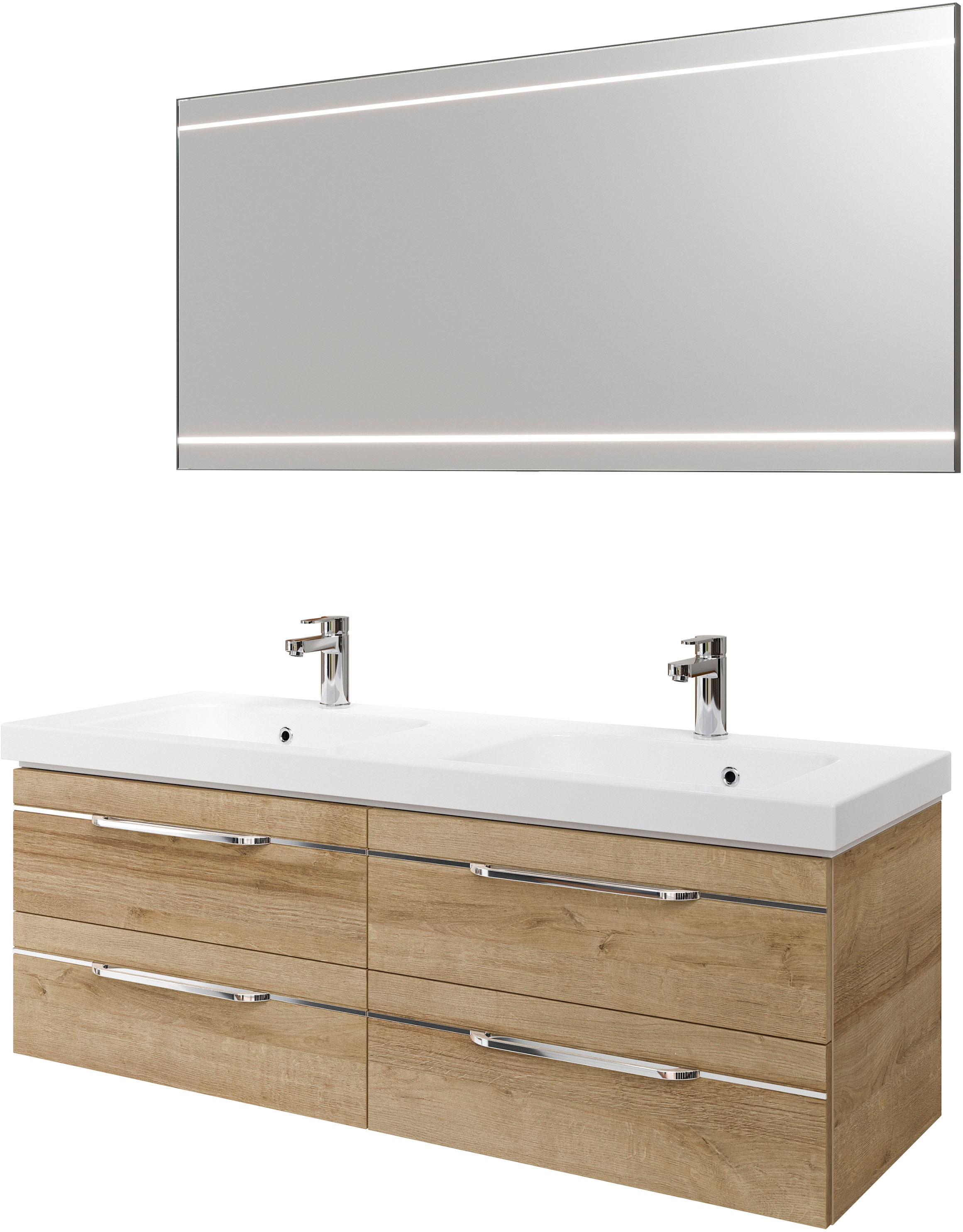Saphir 1100000002199 "Balto 2-teilig Mineralmarmor-Doppelwaschtisch mit LED-Spiegel" 2 Stk. tlg.