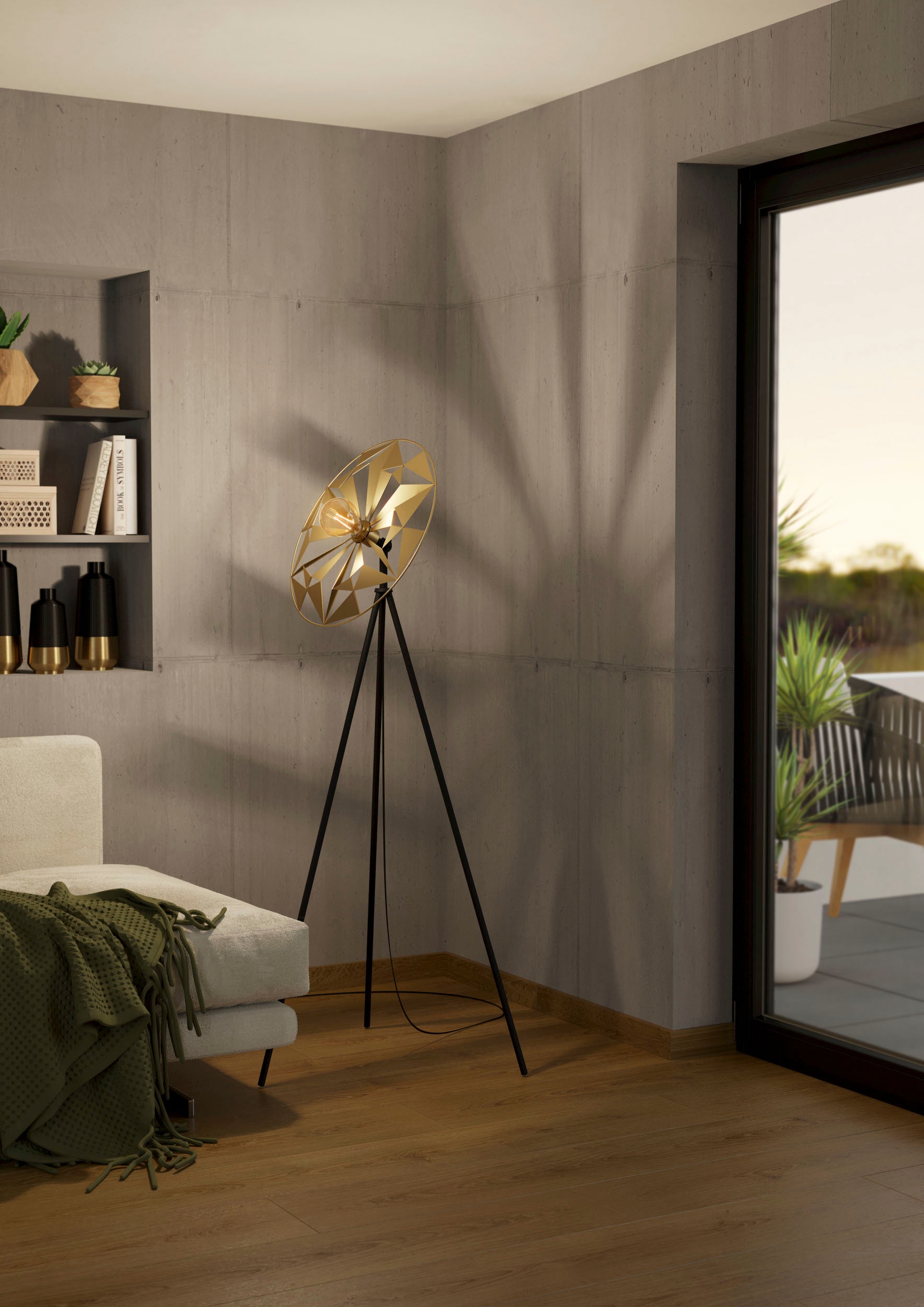 EGLO Stehlampe »CASTANUELO«, Leuchtmittel E27 | Leuchtmittel wechselbar-ohne Leuchtmittel, Stehleuchte in schwarz und gold aus Stahl - exkl. E27 - 1X40W