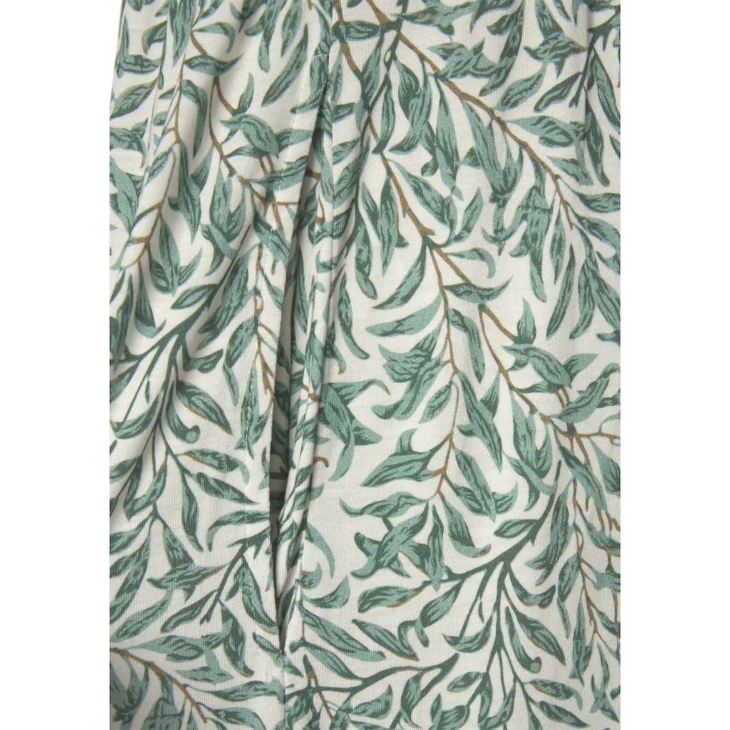 Beachtime Jerseykleid, mit Blätterdruck und Taschen, leichtes Strandkleid, Sommerkleid