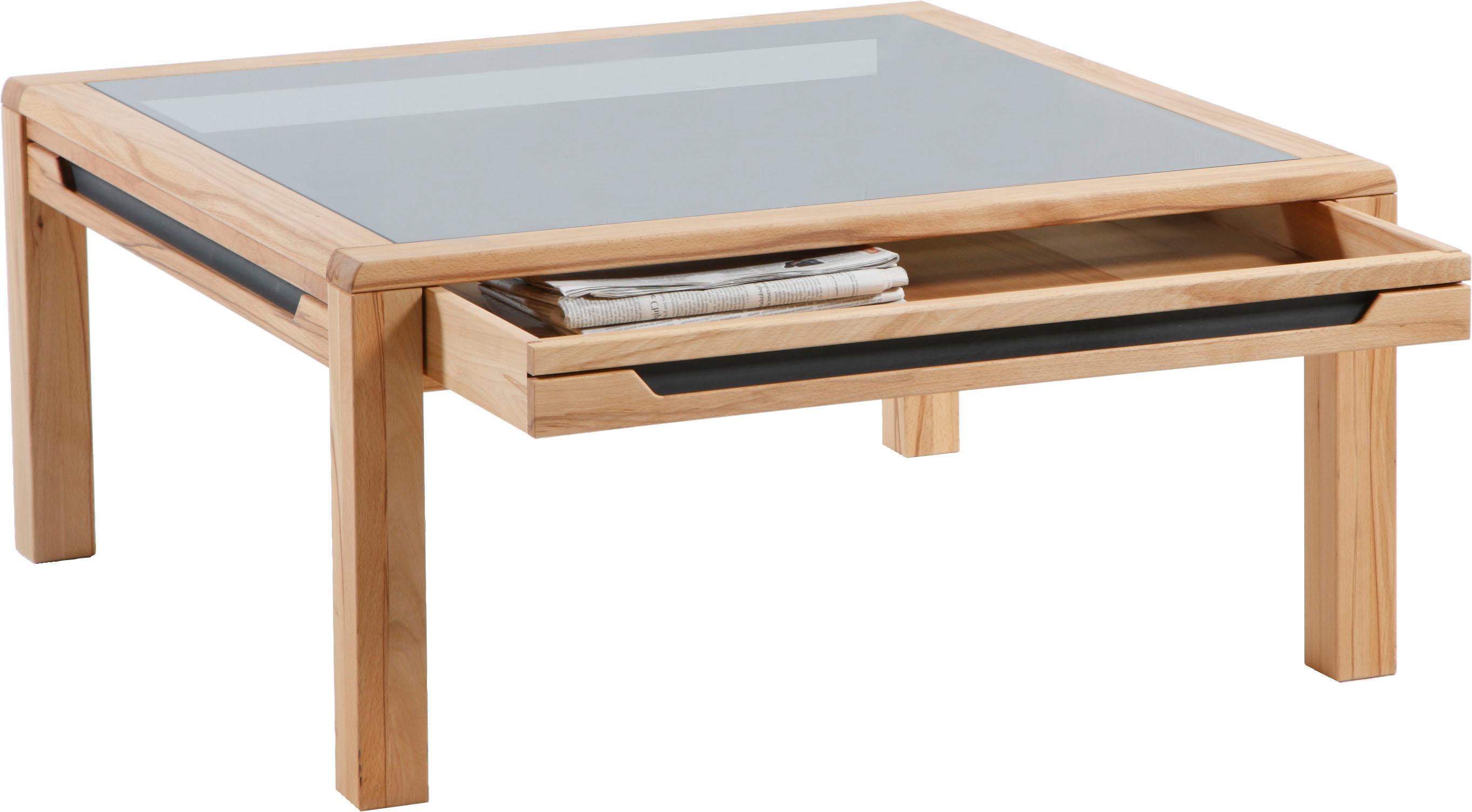 DECKER Couchtisch AMENO, Glasplatte aus Parsolglas, Gestell in Wildeiche