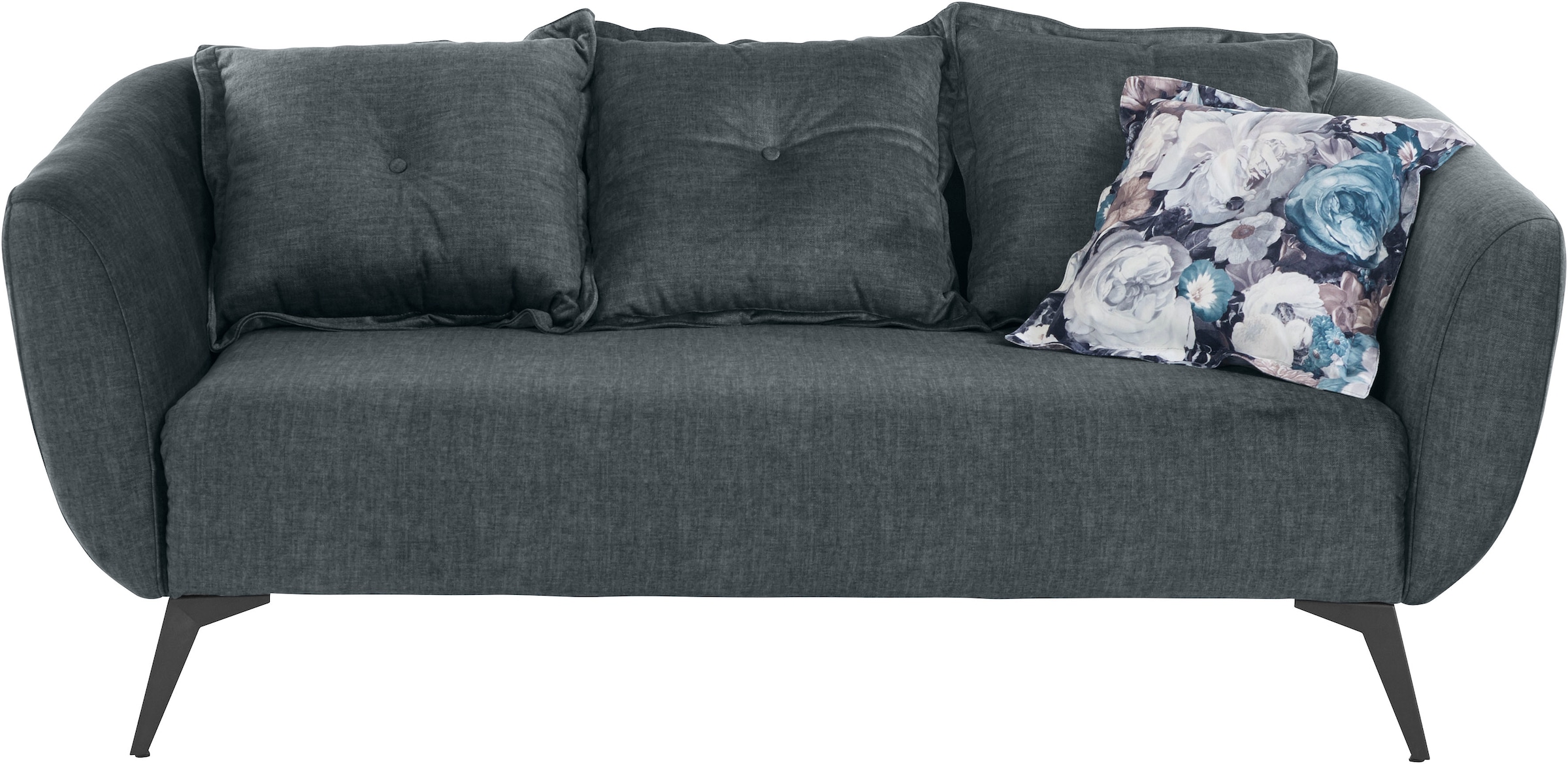 Home affaire 2,5-Sitzer »Baggio, Breite 196 cm, modern romantisches Design« Zierkissen inklusive, Komfortsitzhöhe 45 cm, schwarze Metallfüße