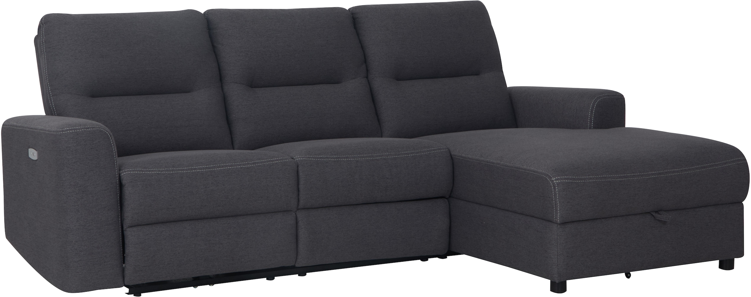 Home affaire Ecksofa »VENOIR, L-Form, 250 cm, manuelle u. elektrische Funktion (m. USB A/C)«, Stauraum unter der Recamiere, 2. Staufach, Federkern