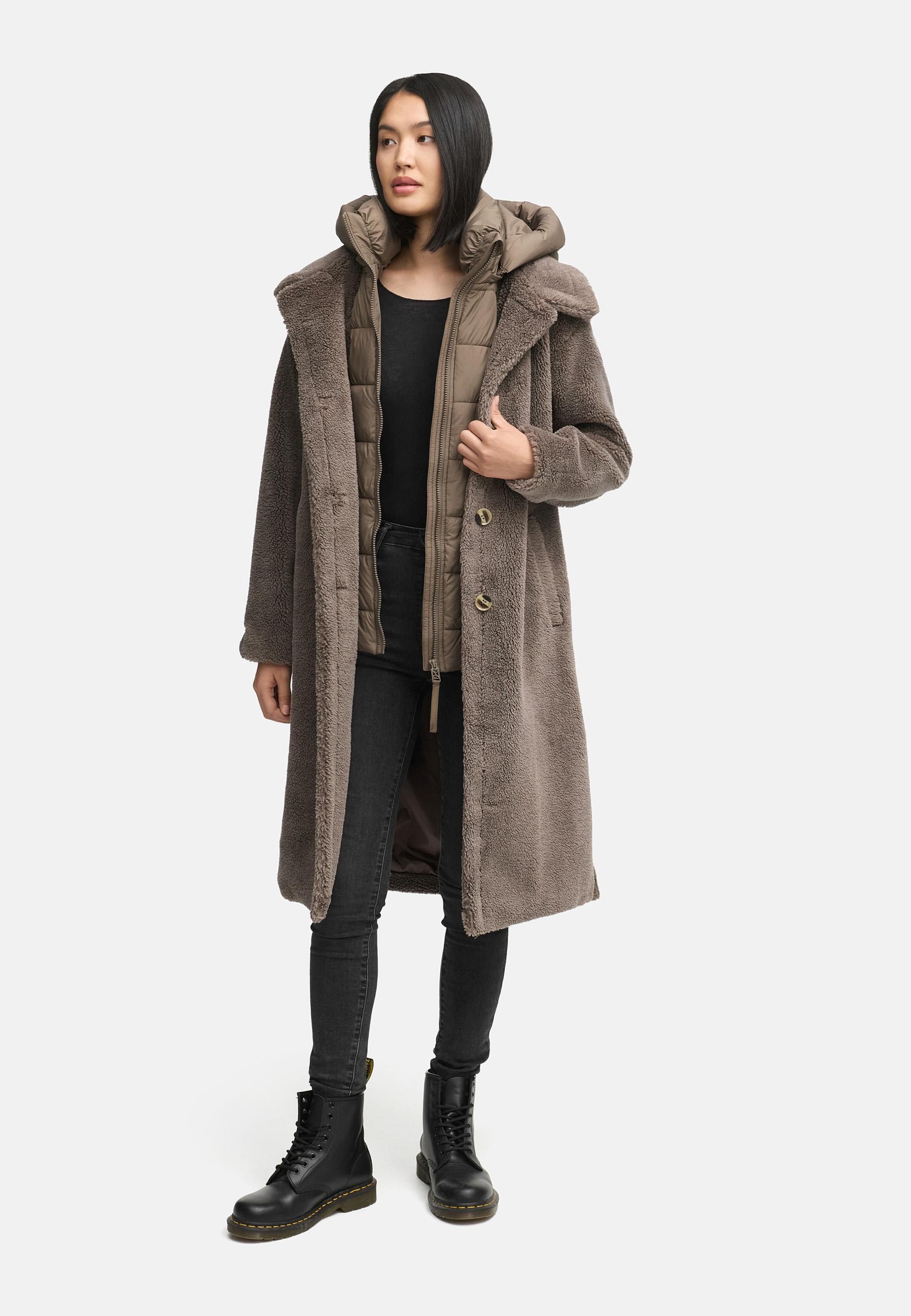 Navahoo Wintermantel »Teddyzauber 14«, Plüschmantel aus Teddyfleece mit abnehbmarem Krageneinsatz