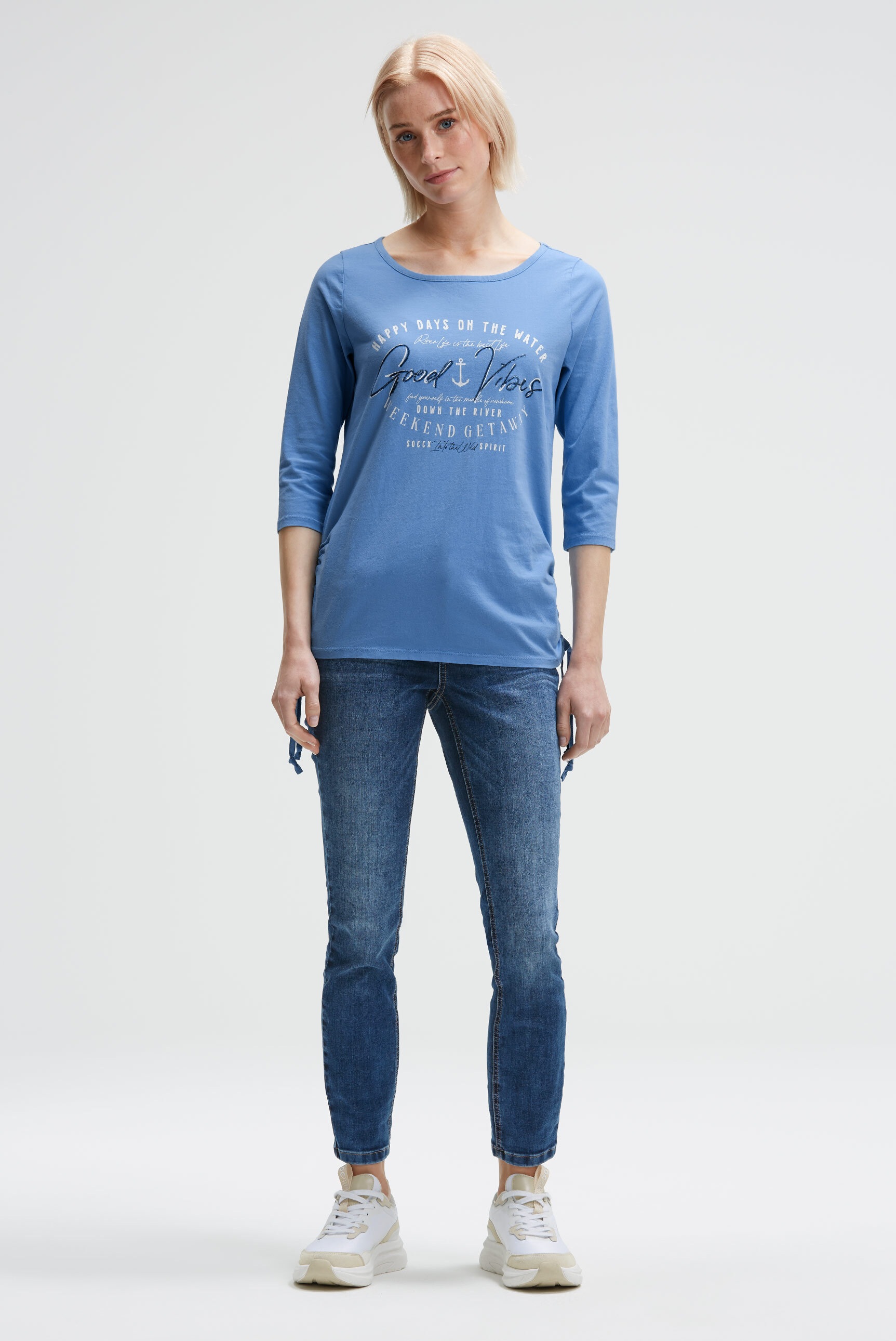 SOCCX 3/4-Arm-Shirt mit Bindeband am Saum