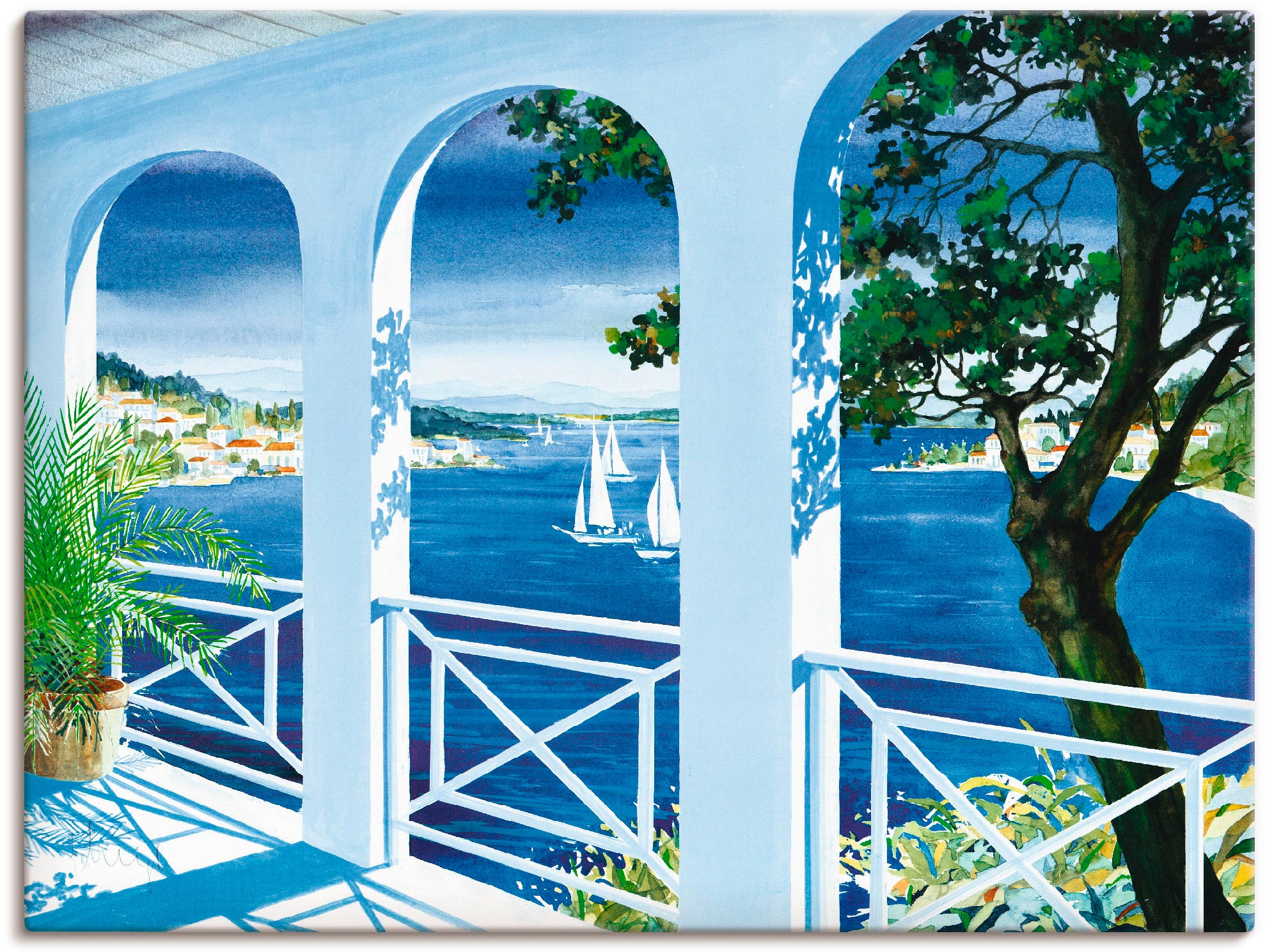 Artland Wandbild »Ansicht mit Tulpen«, Fensterblick, (1 St.), als  Leinwandbild, Wandaufkleber oder Poster in versch. Größen bestellen | BAUR
