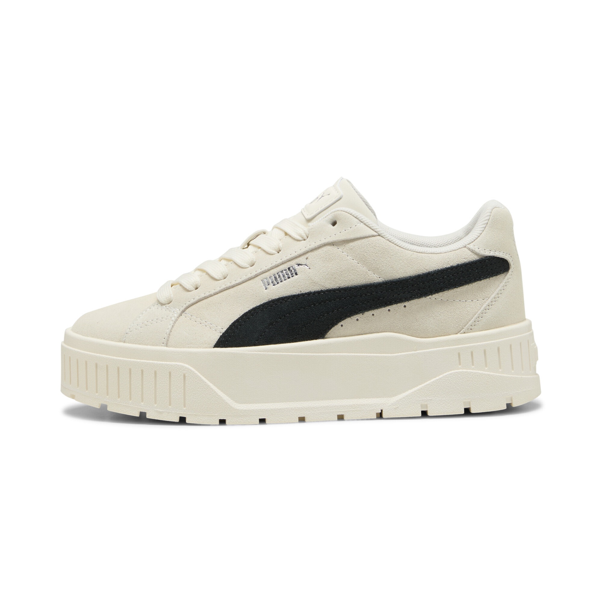Sneaker PUMA "Karmen II Sneakers Damen", Damen, Gr. 37, frosted ivory schwarz, weiß, Obermaterial: Kuhleder, Textil; Futter: Textil; Innensohle: Textil; Laufsohle: Gummi, Schuhe Sneaker 2