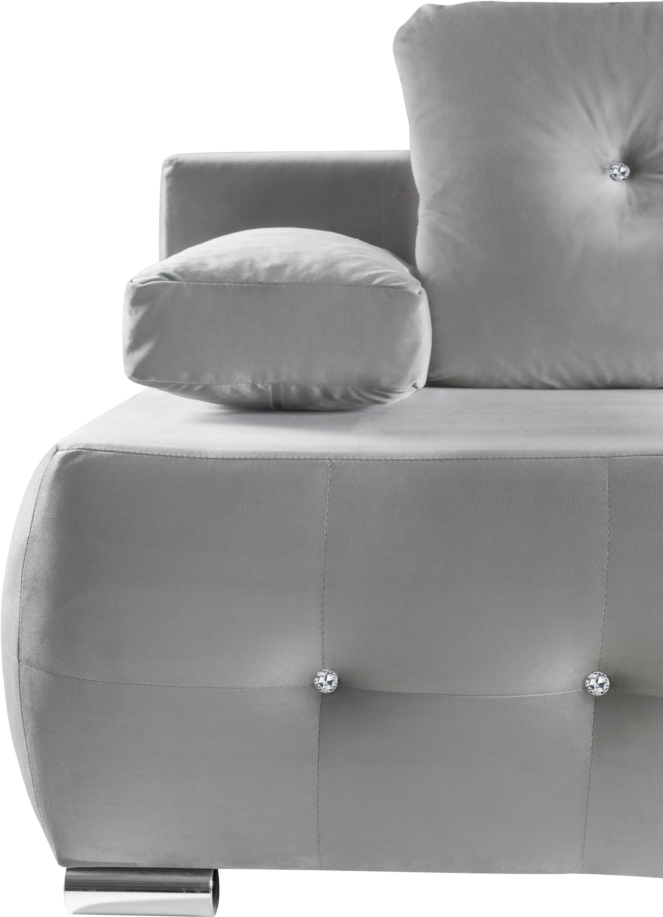 WERK2 Schlafsofa »Monaco Design Bettsofa, pflegeleichter Samtoptik Bezug, Breite 205cm« 2-Sitzer Schlafcouch mit Bettkasten & funkelnden Ziersteinchen