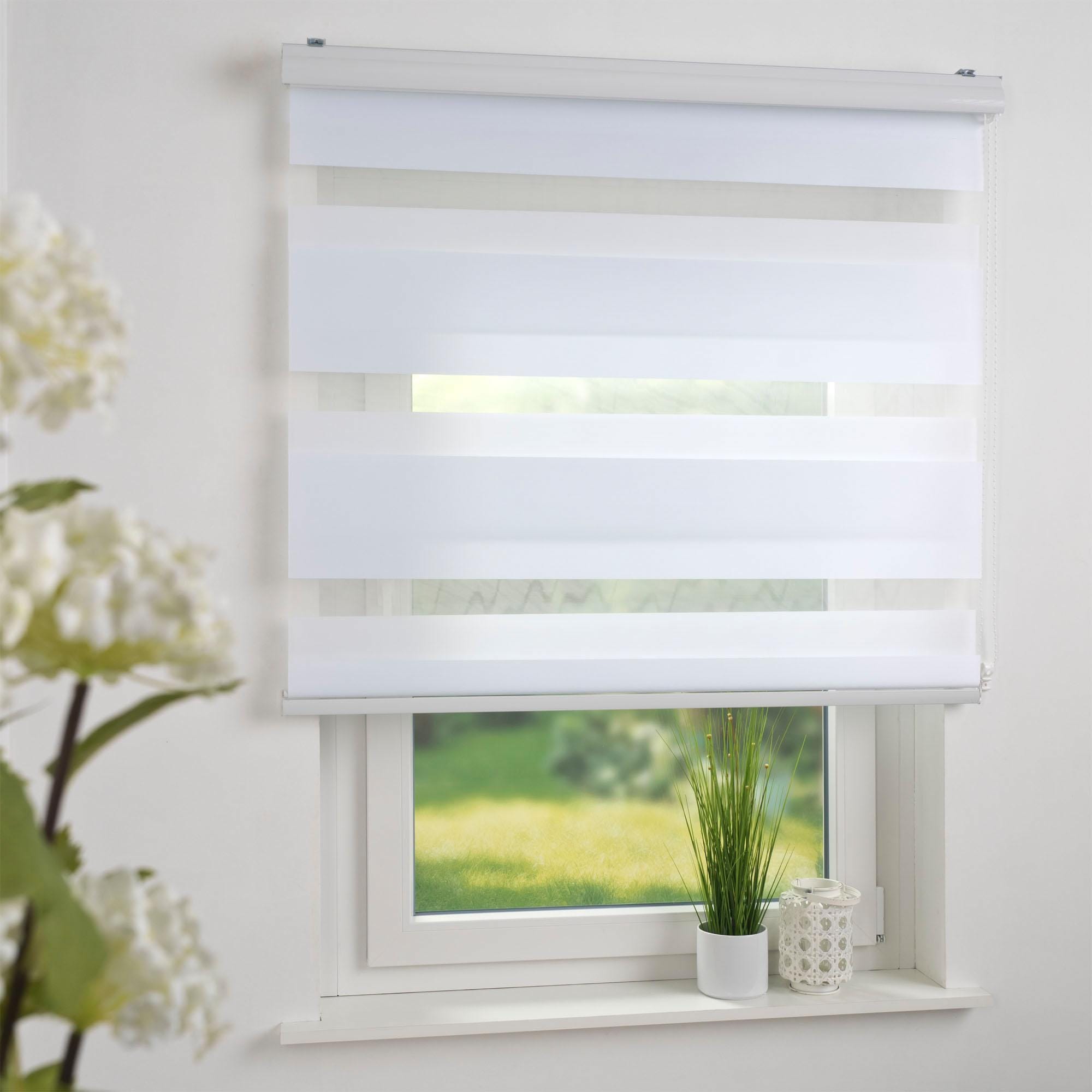 Liedeco Doppelrollo »DUO-Rollo mit 20 cm Streifen«, Lichtschutz, mit Bohren, im Fixmaß