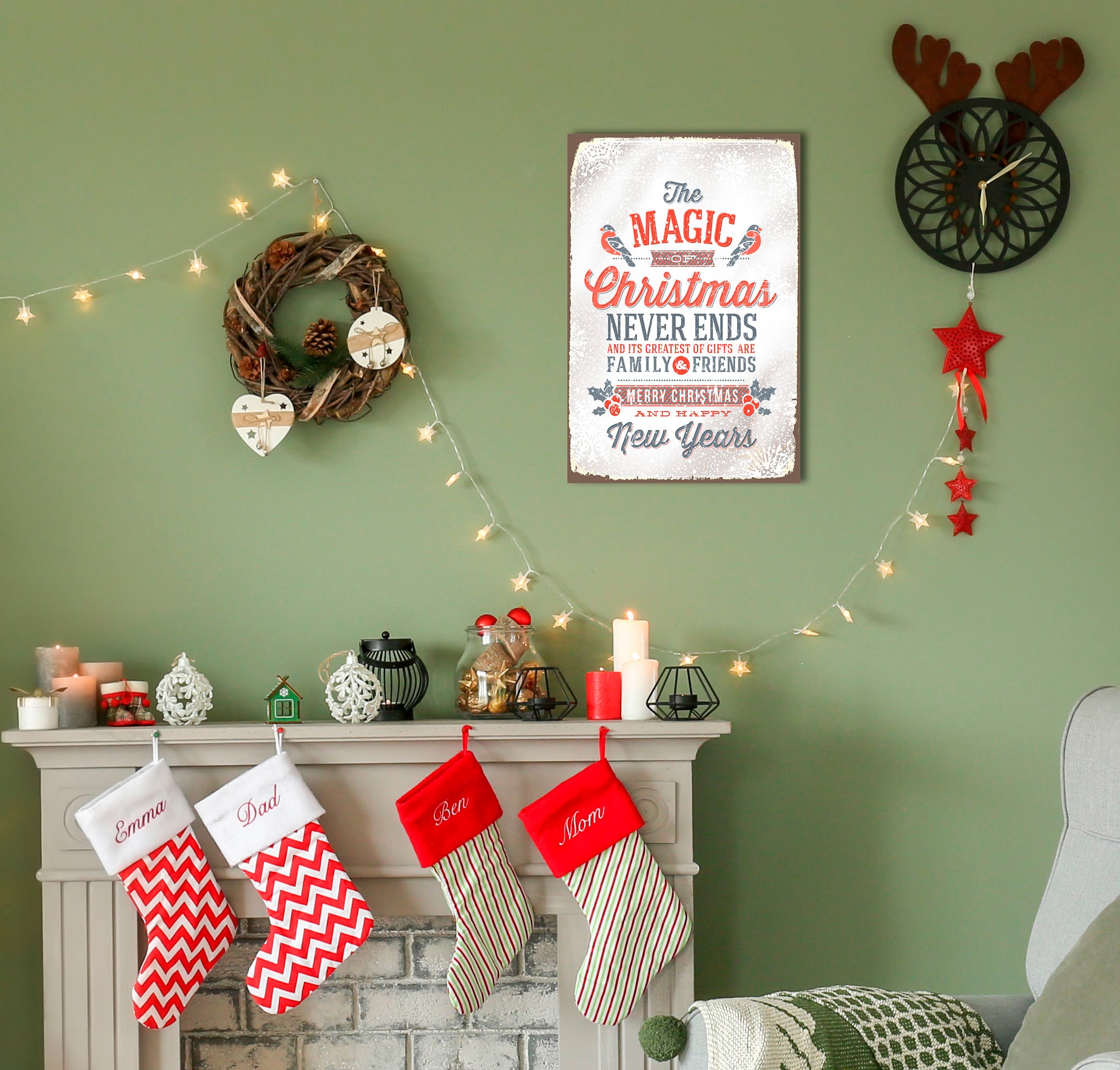 queence Metallbild "The Magic of Christmas" Schriftzug  Schriftzüge  Sprüch günstig online kaufen