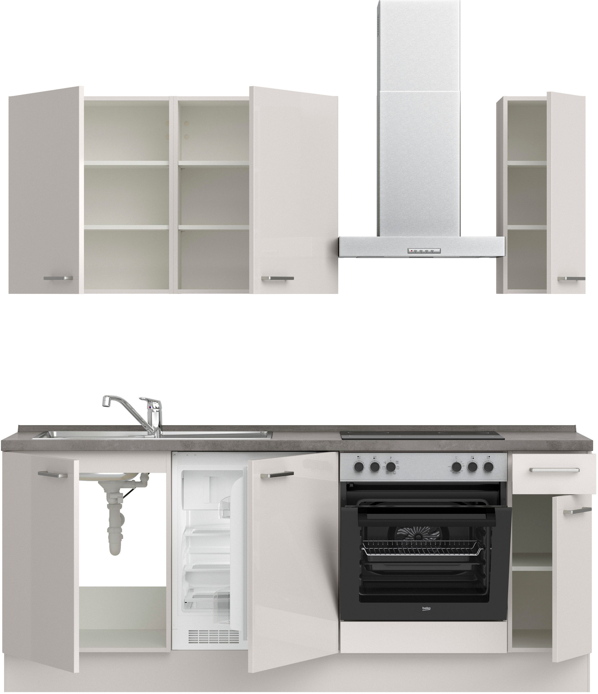 nobilia® Küchenzeile »"Flash I"«, vormontiert, Ausrichtung wählbar, Breite 210 cm, wahlw. mit E-Geräten