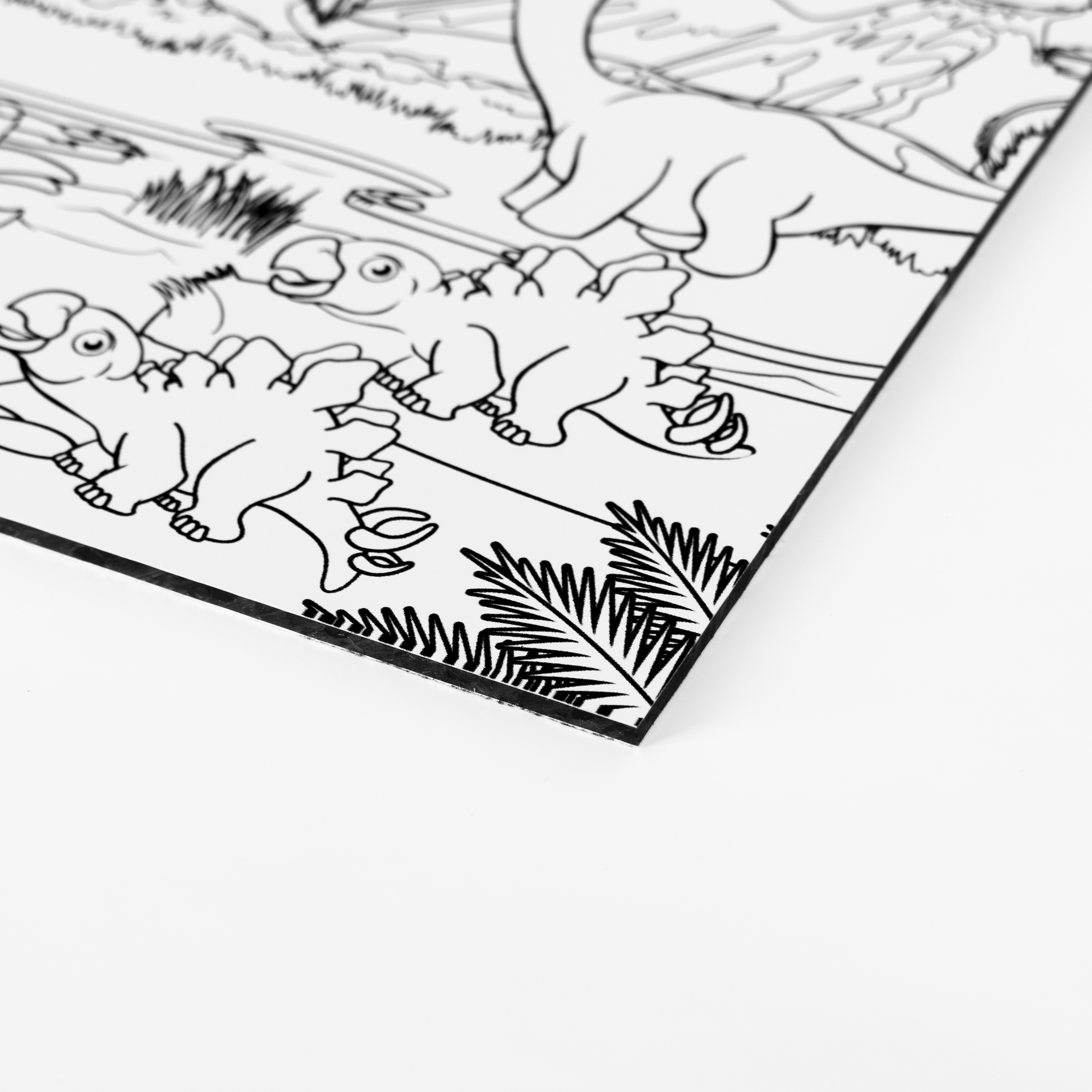 queence Bild »Dinosaurier und Palmen«, Baum-Baumbilder-Bäume-Blätter-Dinosaurier-Figuren-klassische Fantasie-Mädchen-Märchenbilder, (1 St.), DIY Wandbild aus Dibond