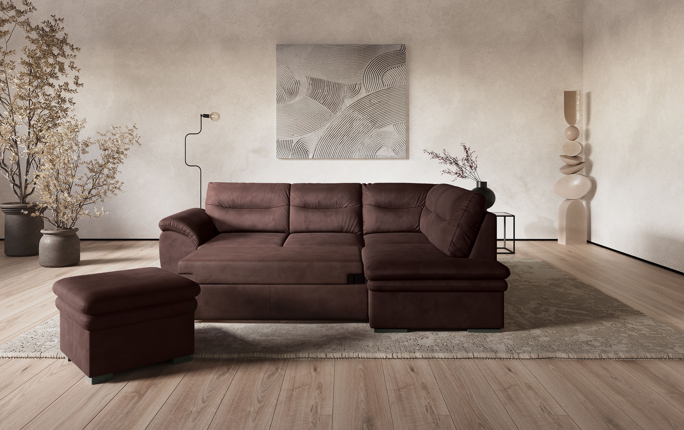COTTA Ecksofa "Leandra L-Form", wahlweise mit Bettfunktion & Bettkasten günstig online kaufen