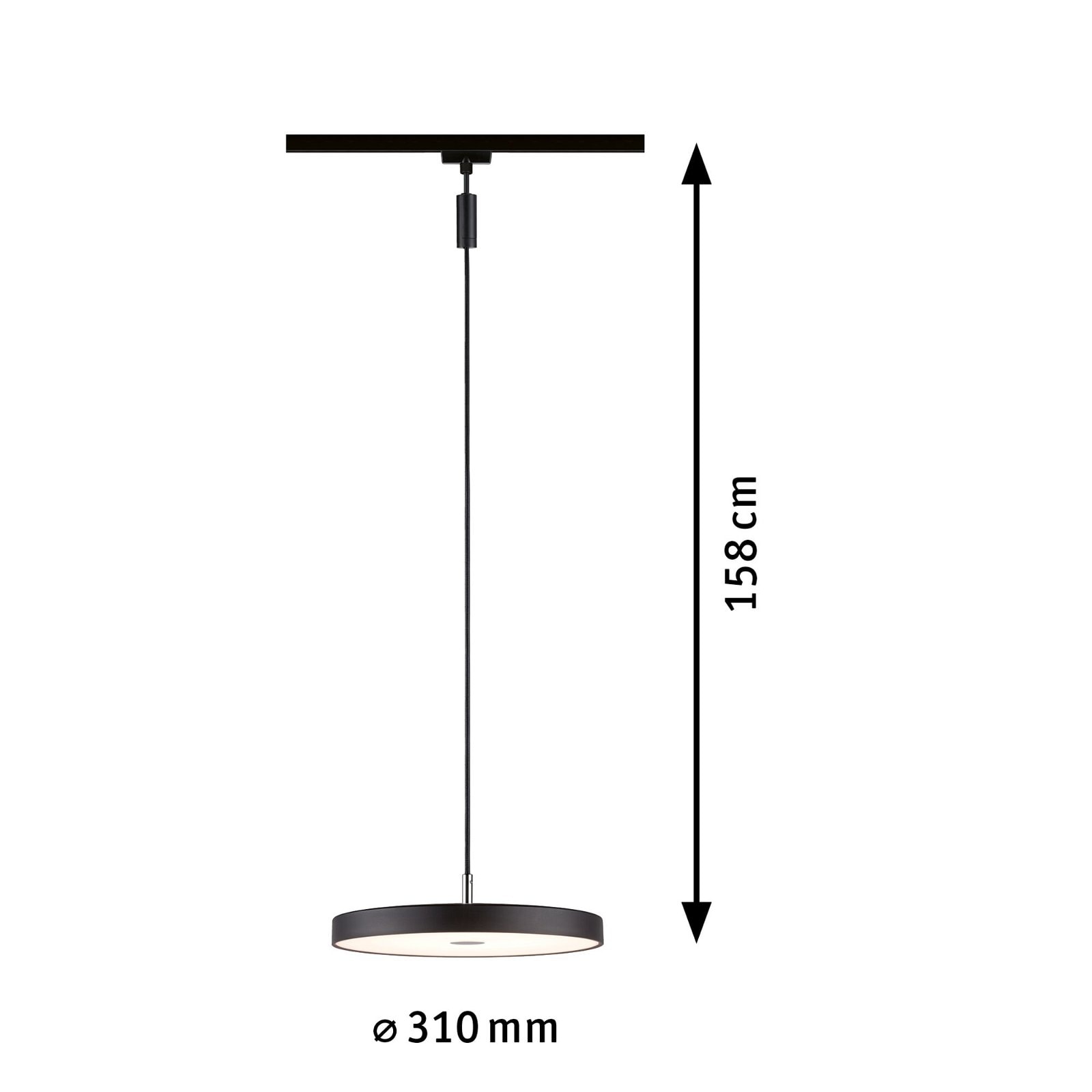 Paulmann Schienensystem-Leuchten »URail Pendel Hildor 850lm 15W 3000K 230V Chrom matt«, 3-Step-Dimmbar
