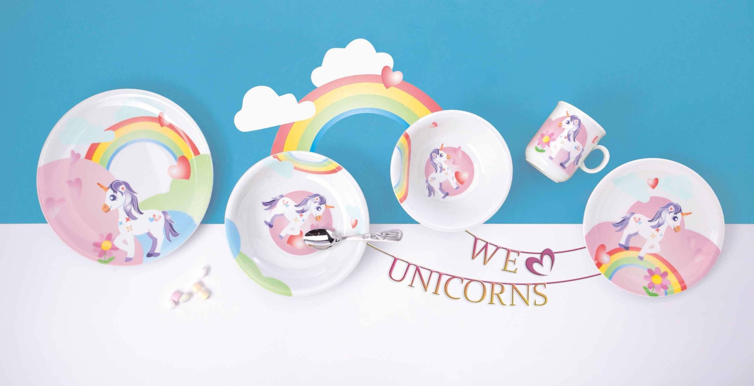Seltmann Weiden Kindergeschirr-Set »Kindergeschirr Set Compact Mein kleines Einhorn bunt«