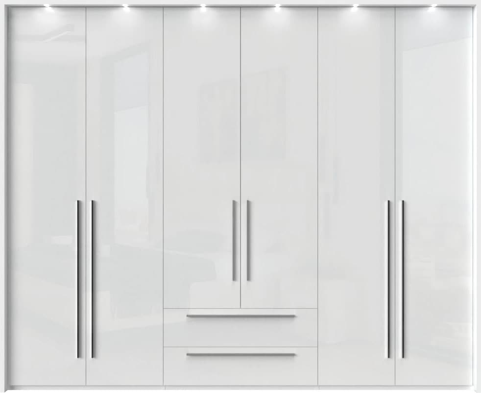 Places of Style Drehtürenschrank »Piano«, weiß, verschiedene Breiten mit 2 Schubladen, inklusive Beleuchtung