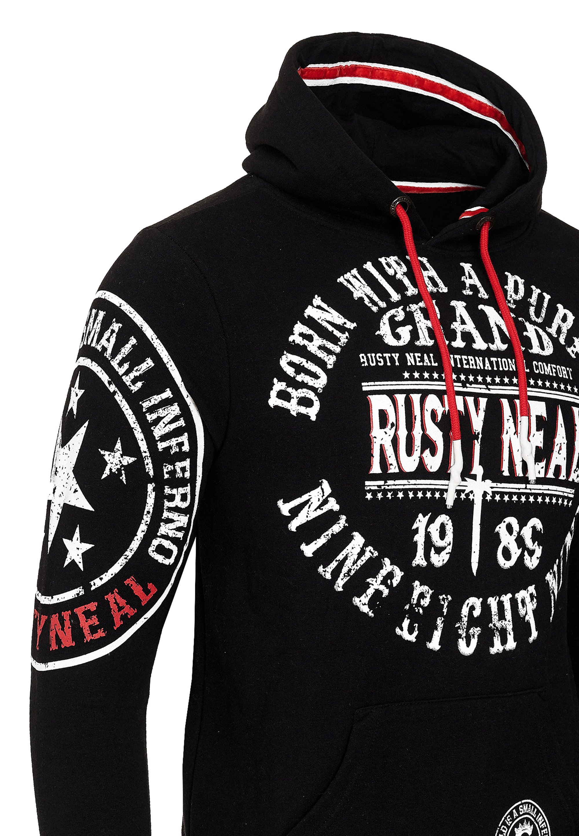 Sweat à capuche homme Rusty Neal Noir et Blanc Taille M 7