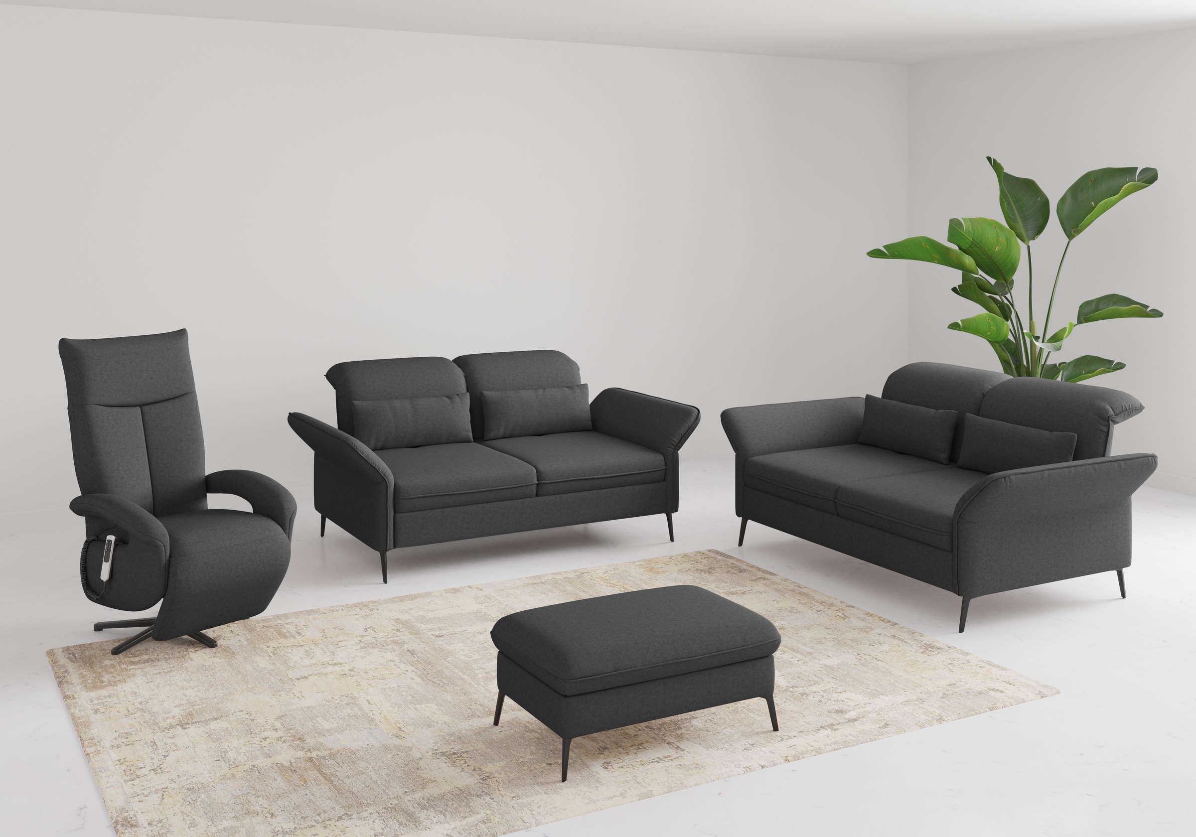sit&more 3-Sitzer »Emely, inkl. Sitztiefenverstellung«, wahlweise mit Bettfunktion, Kopf- & Armteilverstellung