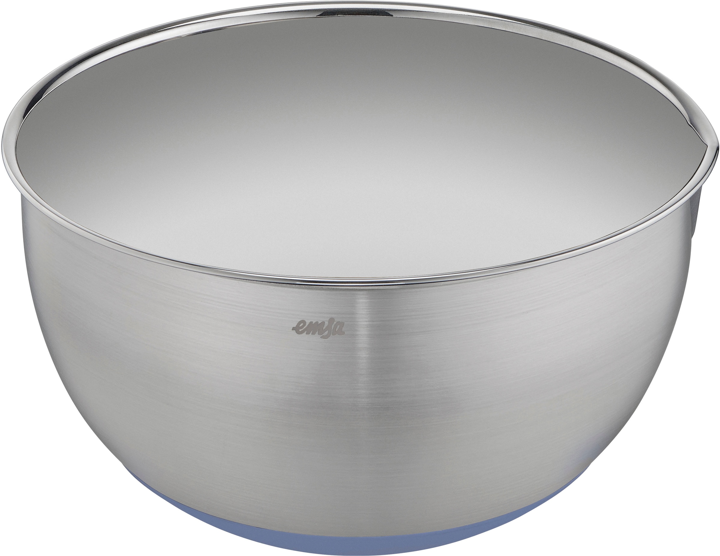 EMSA Rührschüssel "Emsa K32722 Prep&Bake Edelstahl-Rührschüssel 22 cm", Ø 22cm, blau, Schüsseln, rutschfester Boden, Ausgießlippe für präzises