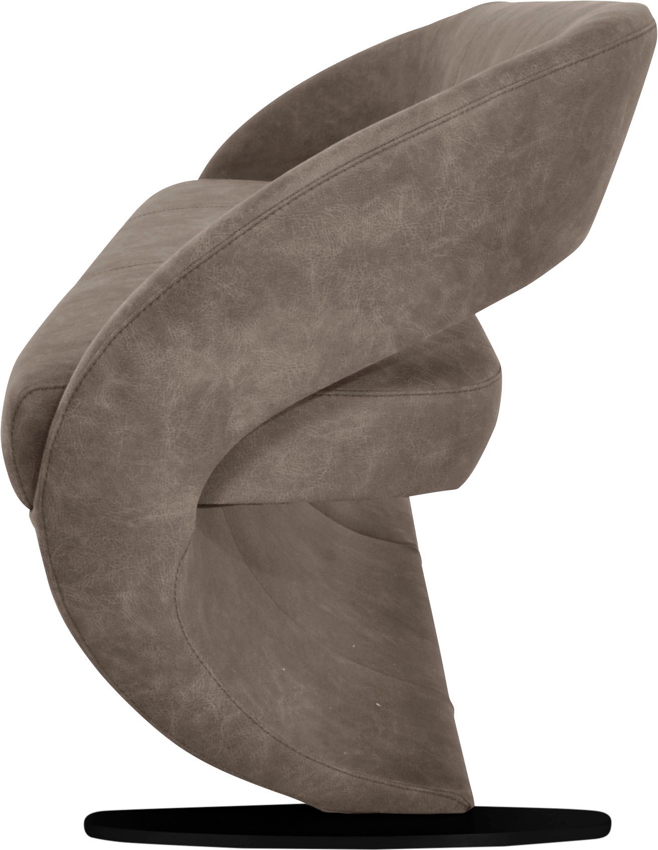 Polsterbank K+W KOMFORT & WOHNEN "Wave", braun (schlamm), B:204cm H:83cm T:68cm, 785: Microfaser, 100% Polyester, Sitzbänke, Polsterbank, in geschwungener Optik mit Metallkufe in schwarz Struktur 3