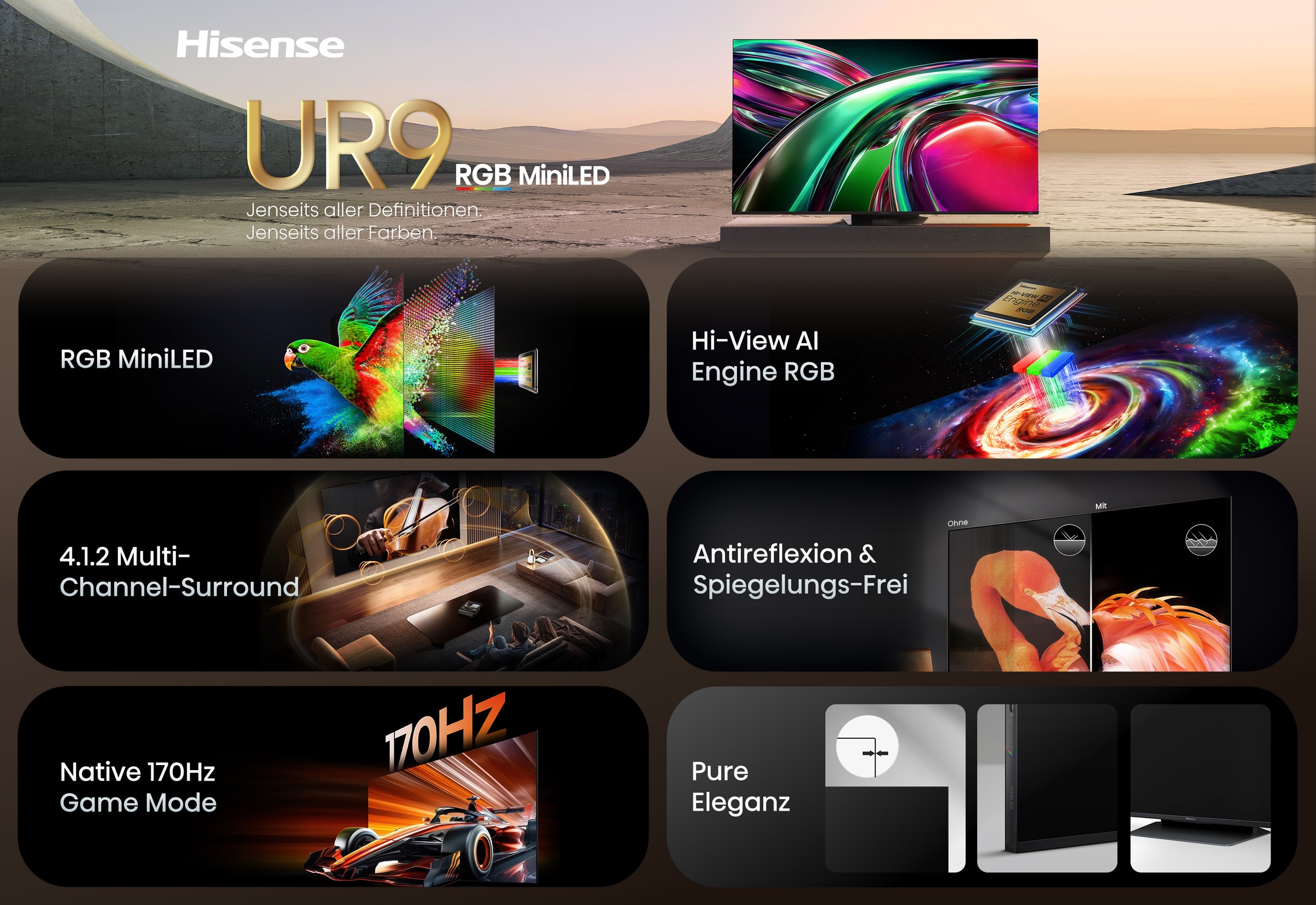 Hisense Mini-LED-Fernseher »65UR9DS« 164 cm/65 ″ Smart-TV