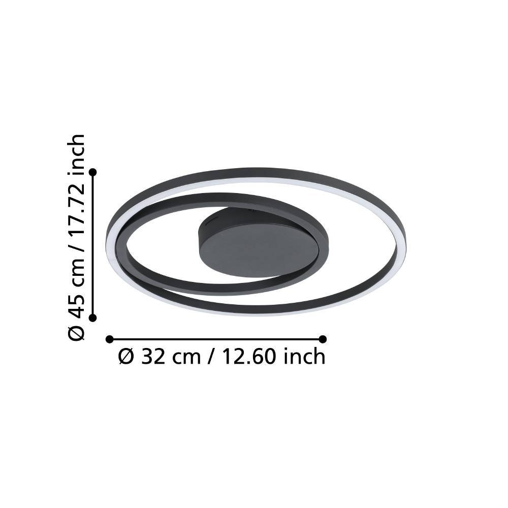 EGLO Deckenleuchte »CALAGRANO-Z Deckenlampe schwarz weiß, ZigBee 3.0, Backlight, Timer«, 1 flammig, Leuchtmittel LED-Modul | LED fest integriert, App / Sprachsteuerung Alexa, ‎‎Ø45cm, exkl. Fernbedienung, Disco-Modus