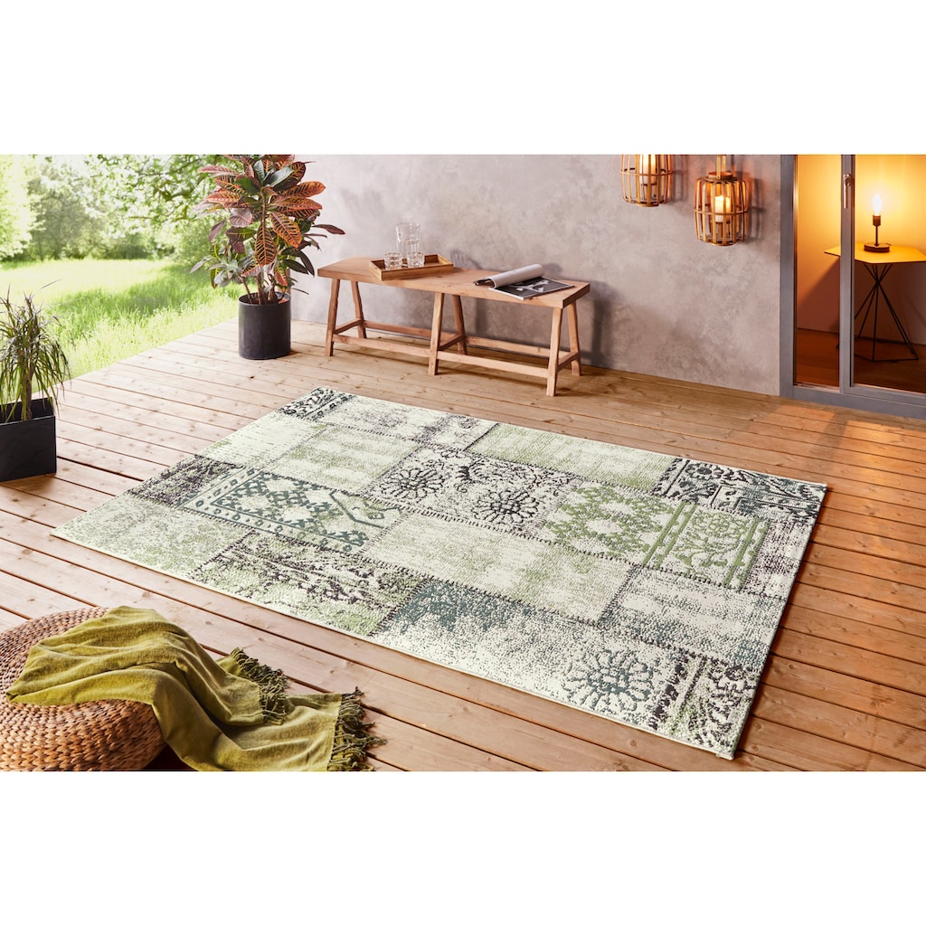 NORTHRUGS Teppich »Symi«, rechteckig, In- & Outdoor, Kurzflor, Klassisch, Vintage, Wohnzimmer, Garten