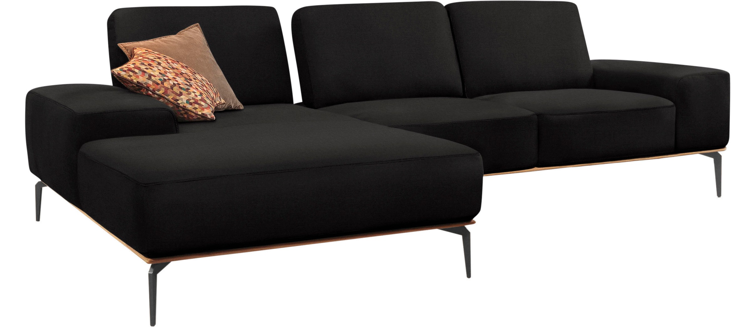 W.SCHILLIG Ecksofa »run, Designsofa mit tollem Sitzkomfort, bequem, L-Form«, mit Holzsockel, Füße in Schwarz pulverbeschichtet, Breite 299 cm