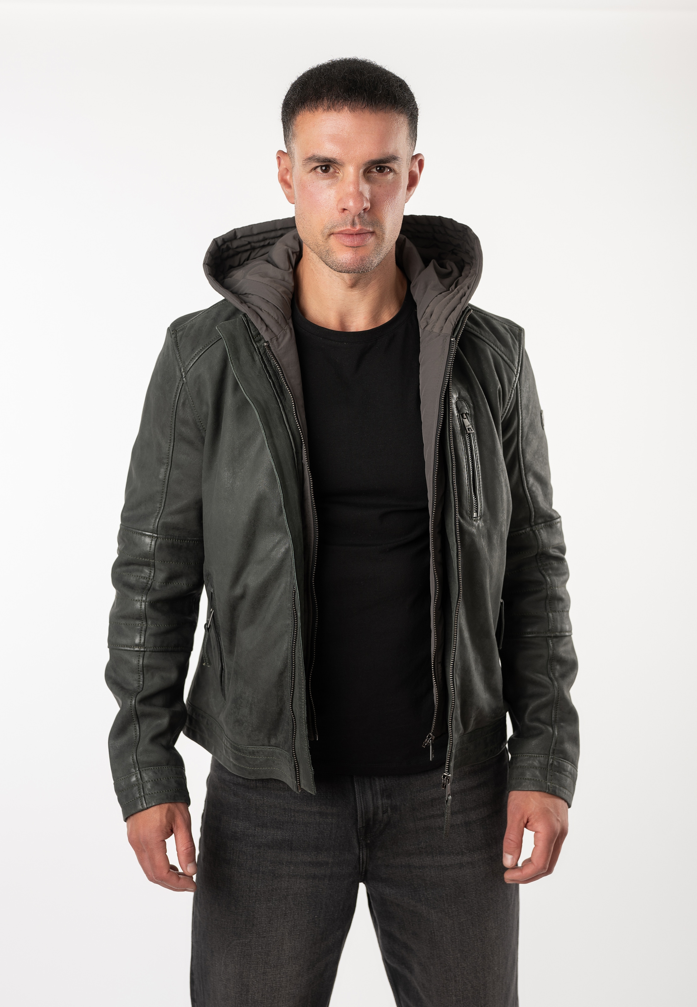 Mauritius Lederjacke »MMBjanco« mit Kapuze mit abnehmbarer Kapuze, Regular Fit