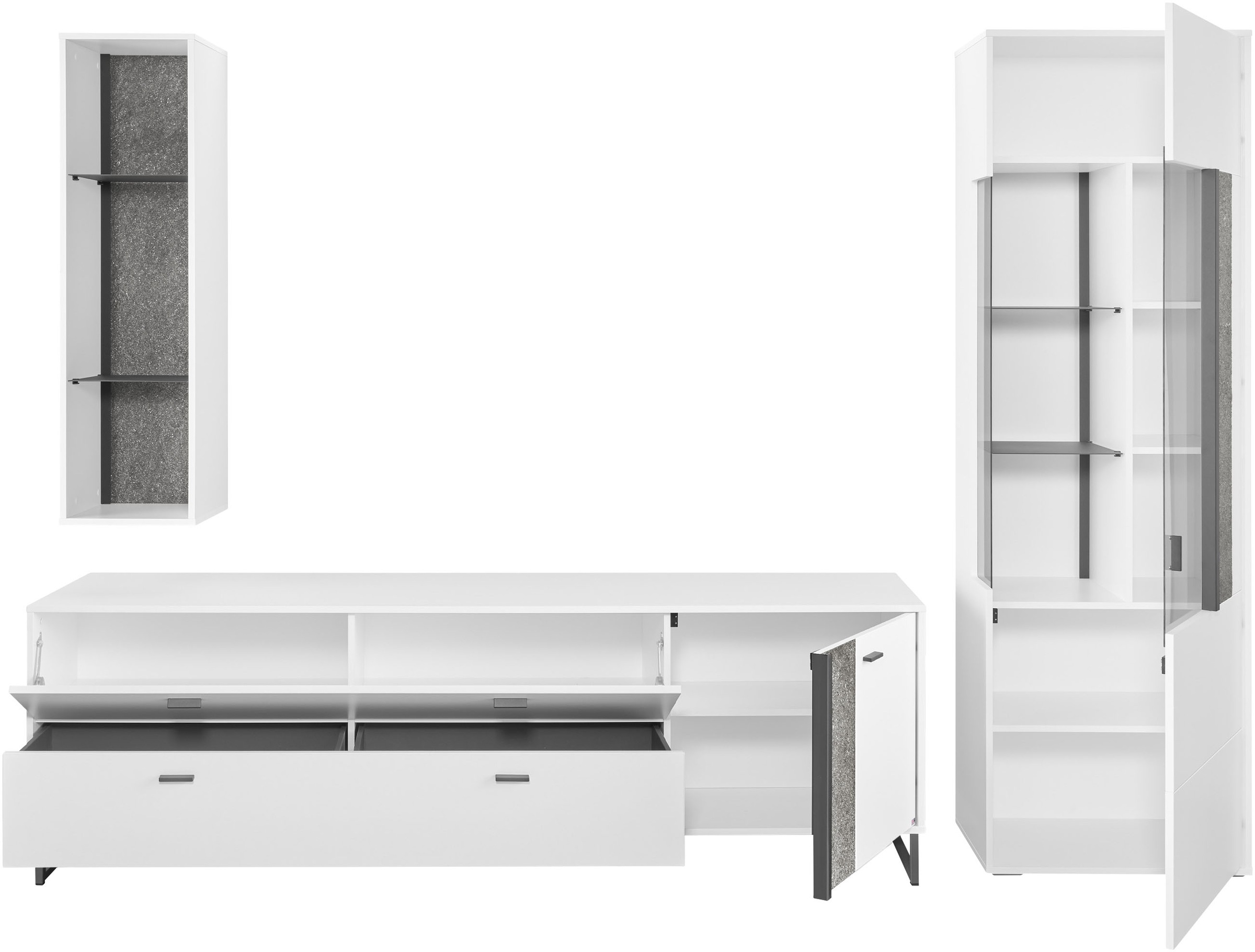 set one by Musterring TV-Wand »Deltona«, (3 St.), Zierelemente aus Sandstein, mit Hängeregal Gesamtbreite ca. 287cm