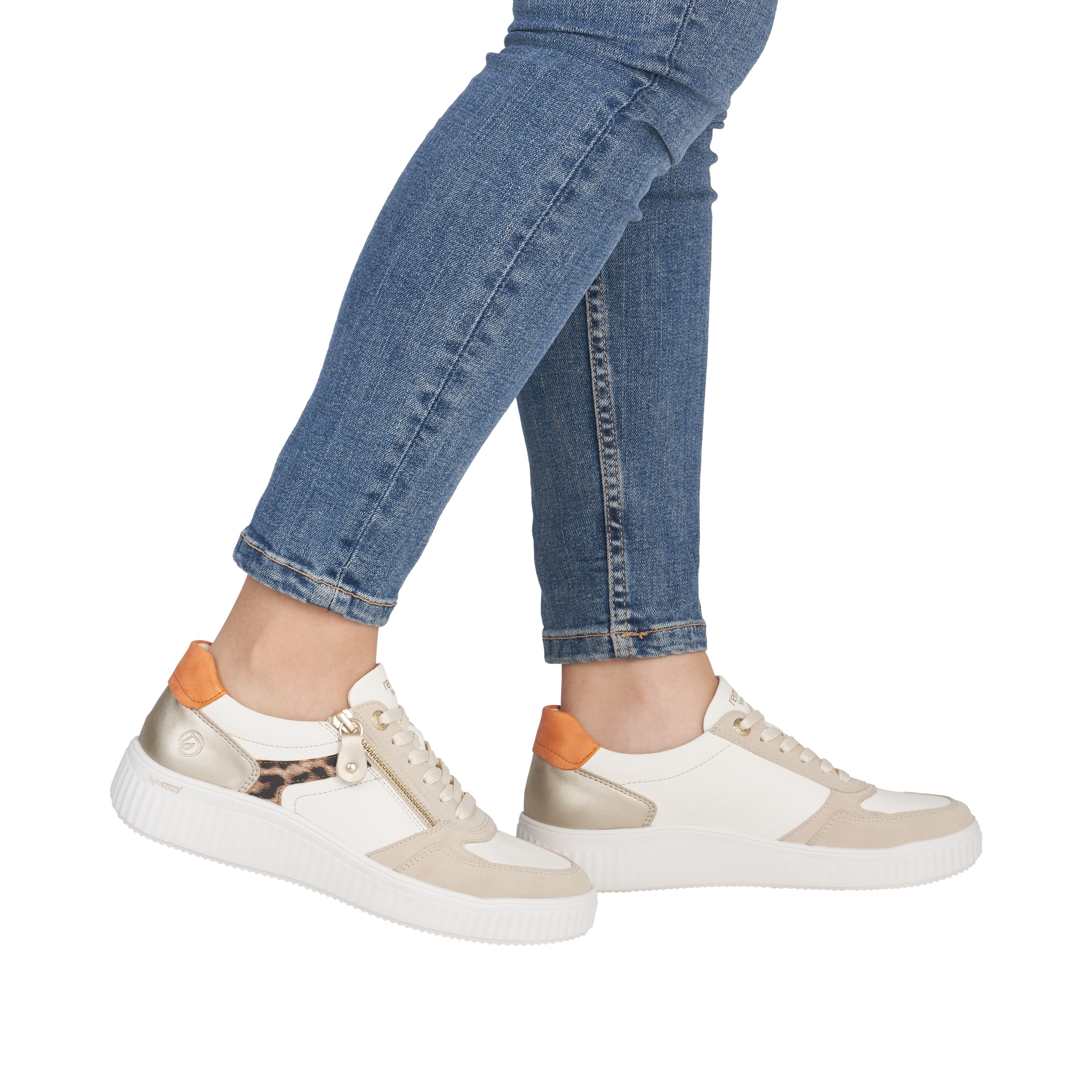 Sneaker REMONTE "Remonte Sneaker Leder/Synthetik", Damen, Gr. 39, weiß, beige, Leder, Synthetik, Schuhe Sneaker 3