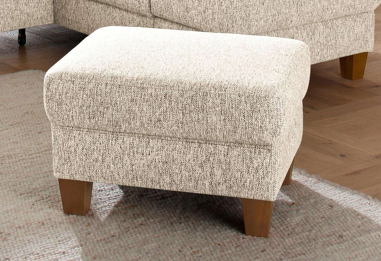 OTTO home Hocker "Texel" mit Federkern und Kontrastnaht, Füße Buche eichefarben