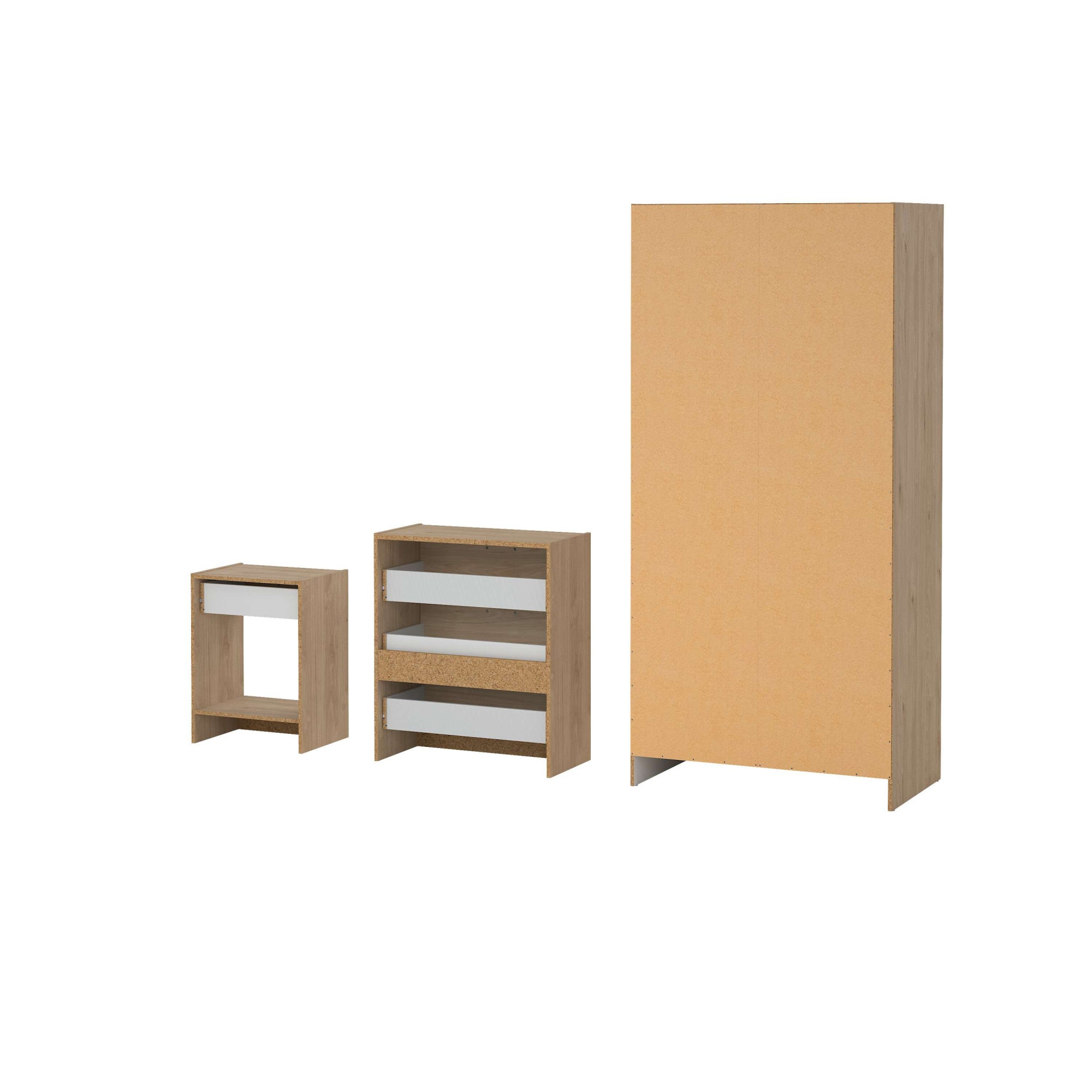 INOSIGN Schlafzimmer-Set »Escape, für Schlafzimmer, Jugendzimmer, aufbewahrung, Nordischer Stil«, (Set, 3 tlg.), (Set, 3-tlg), bestehend aus Kleiderschrank, Kommode & Nachttisch