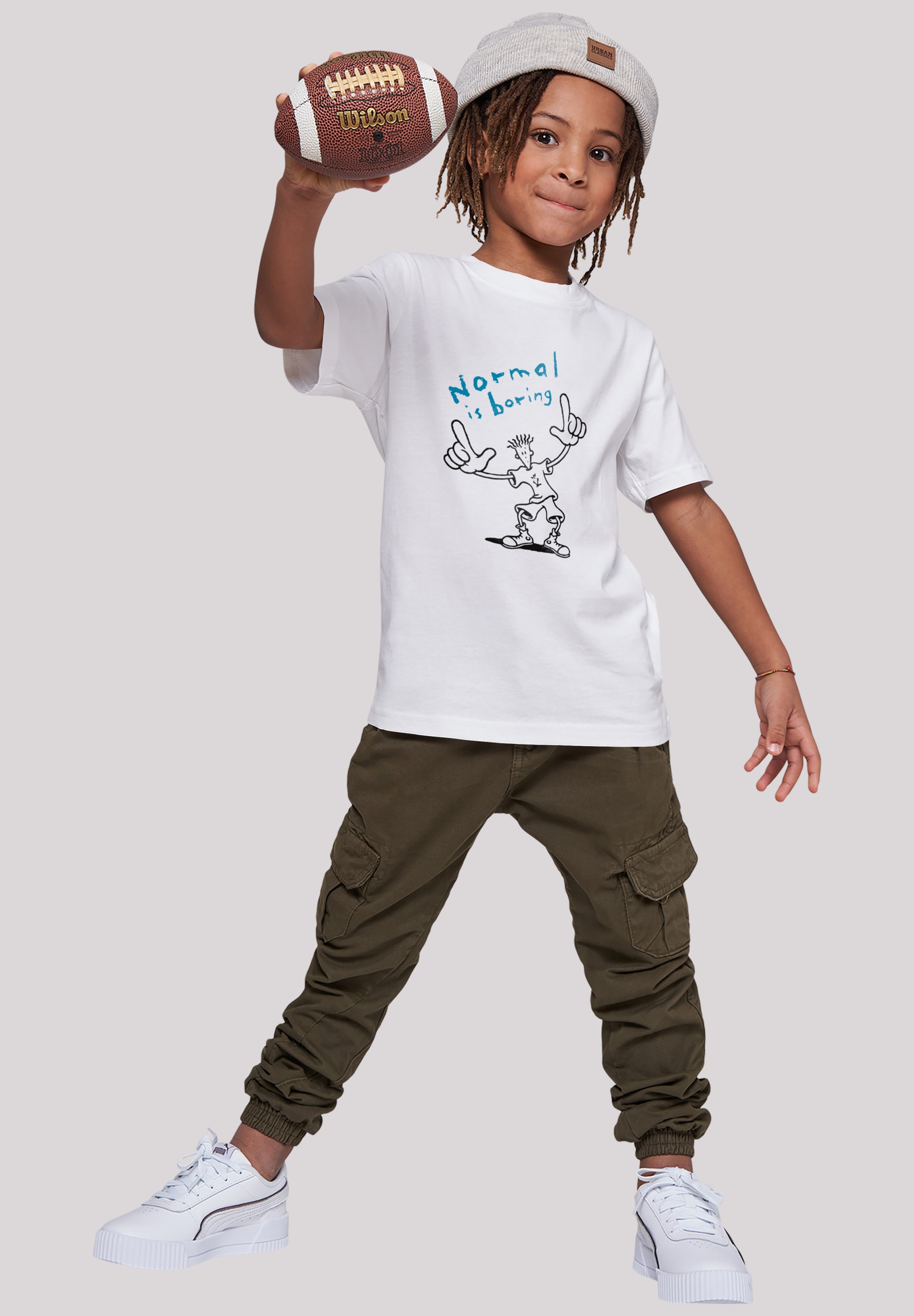 F4NT4STIC T-Shirt »Fido Dido Points Normal Is Boring«, Premium Qualität