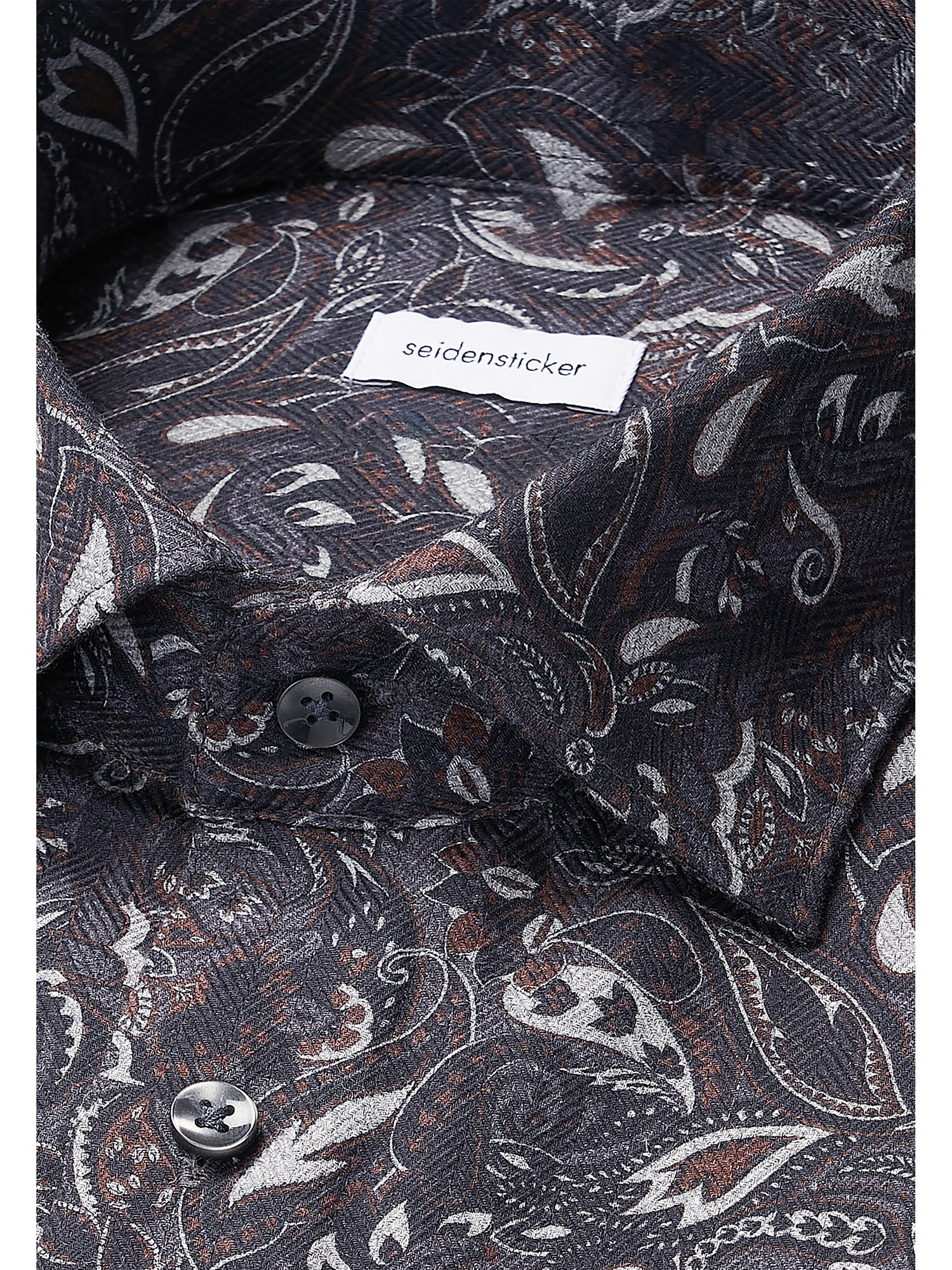 seidensticker Flanellhemd »Schwarze Rose«, Regular 1/1 Kentkragen Geblümt