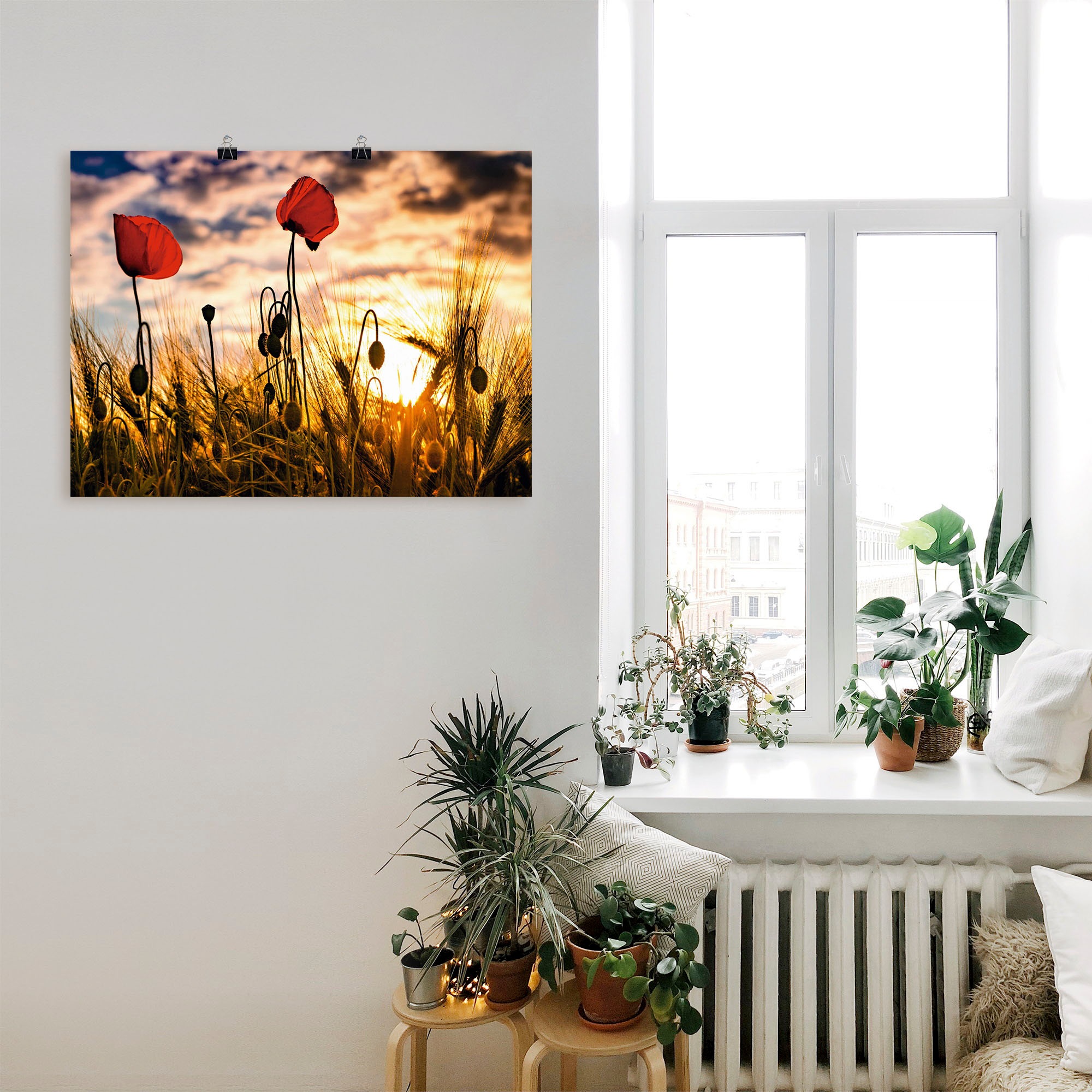 Artland Wandbild »Mohnblumen im Sonnenuntergang«, Blumen, (1 St.), als Alubild, Outdoorbild, Leinwandbild, Poster, Wandaufkleber