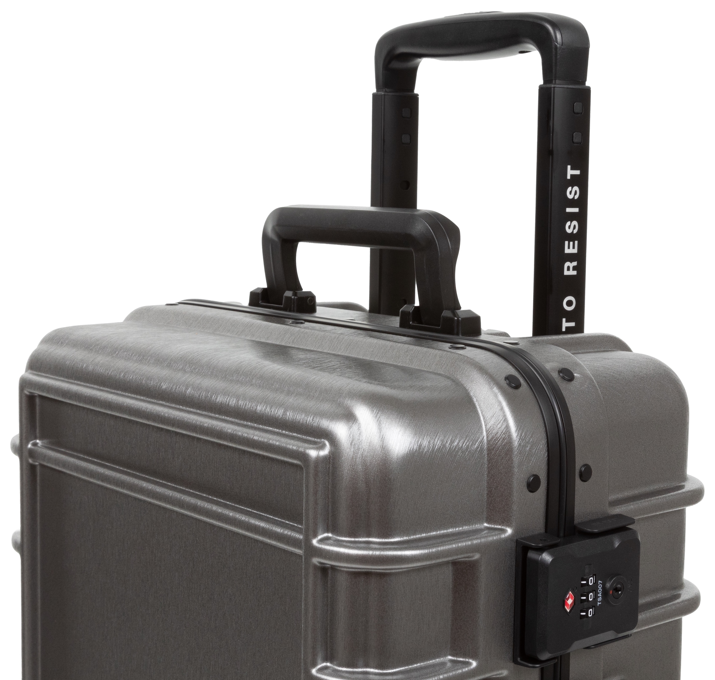 Eastpak Weichgepäck-Trolley »RESIST'R CASE S BRUSHED METAL«, 4 St. Rollen, Reisegepäck Handgepäck-Koffer TSA-Zahlenschloss