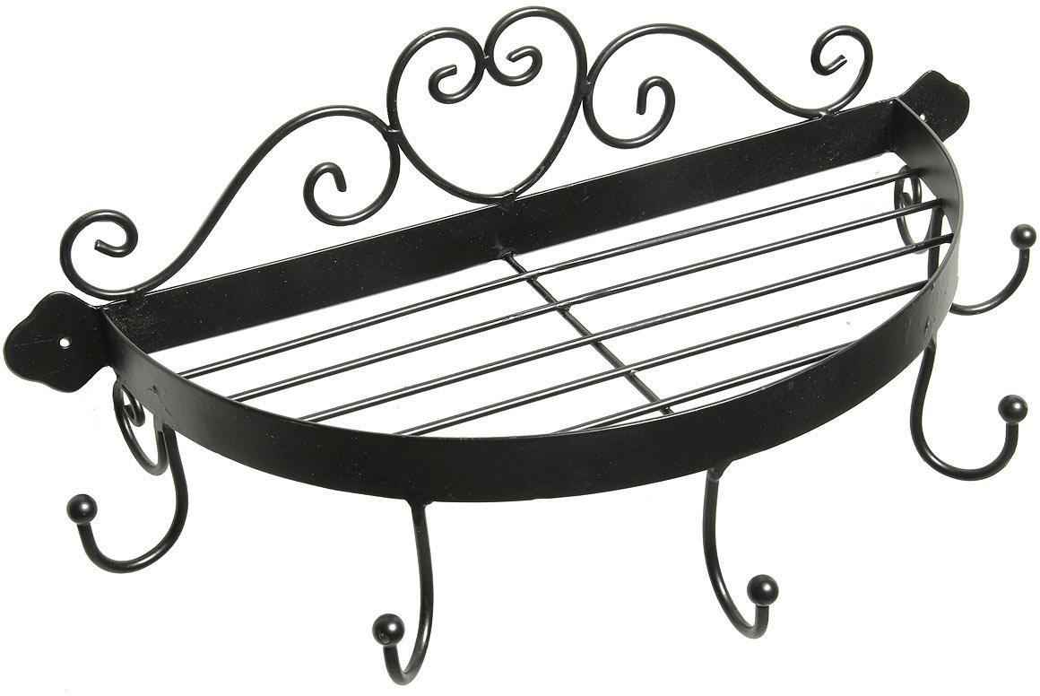 Ambiente Haus Wandregal "Regal halbrund mit Haken in Schwarz" 1 tlg. günstig online kaufen