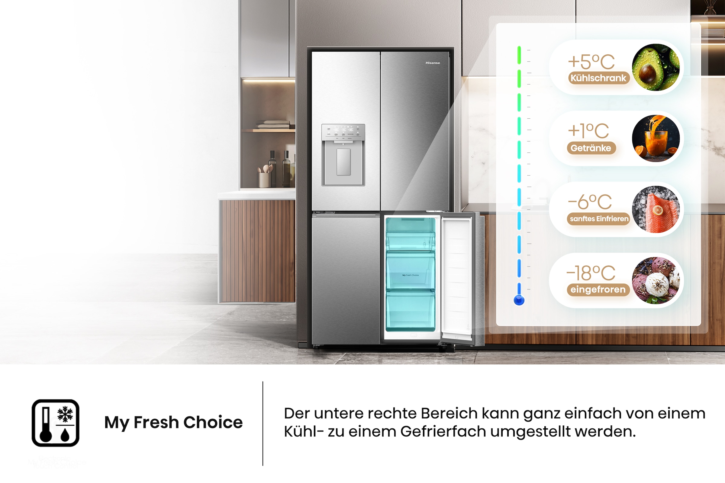 Hisense Multi Door »RQ5P470SYID«, Wasser-/Eisspender