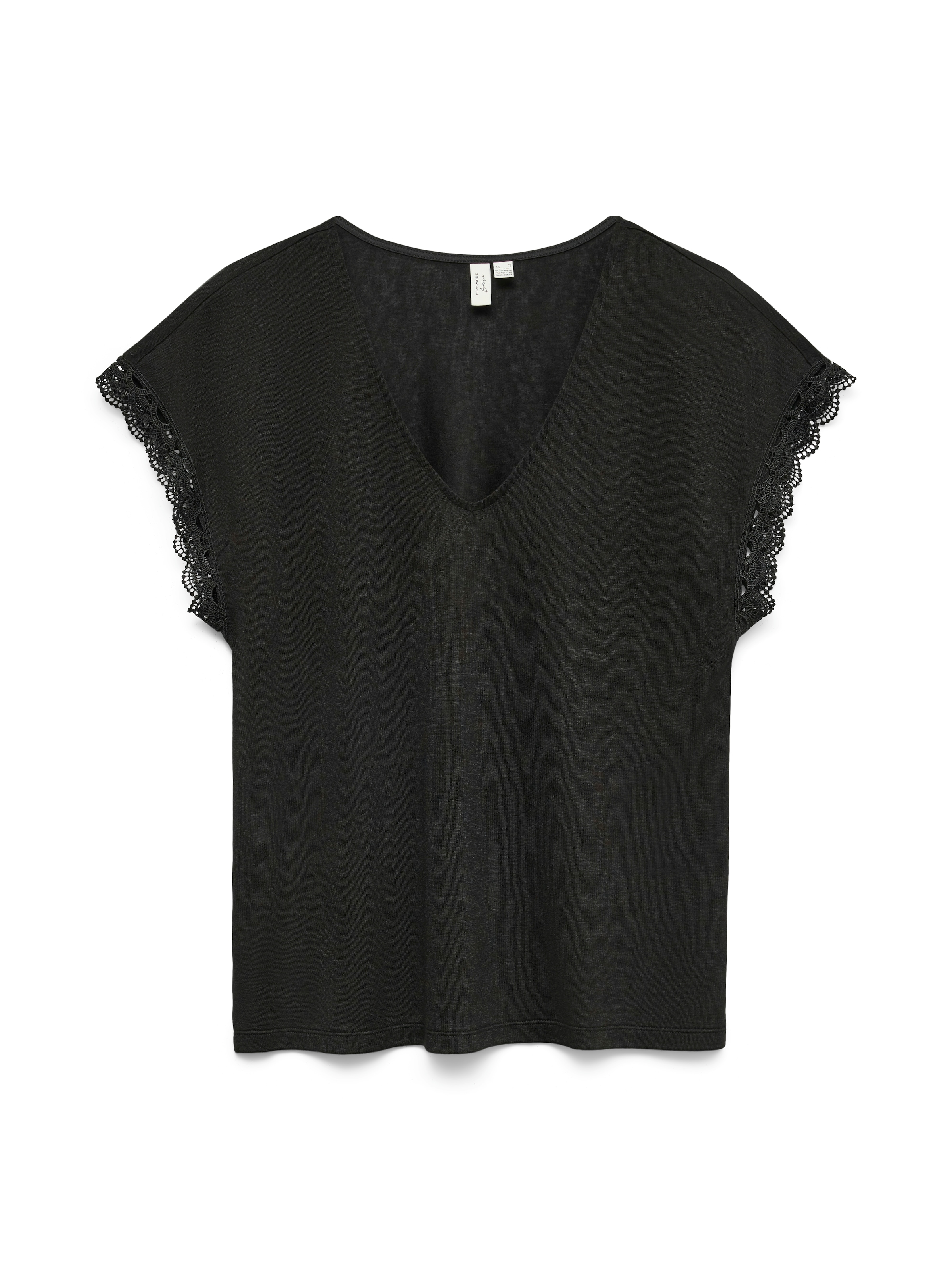Vero Moda Blusenshirt »VMIBILSA S/S V-NECK TOP JRS BTQ« mit Spitzendetails
