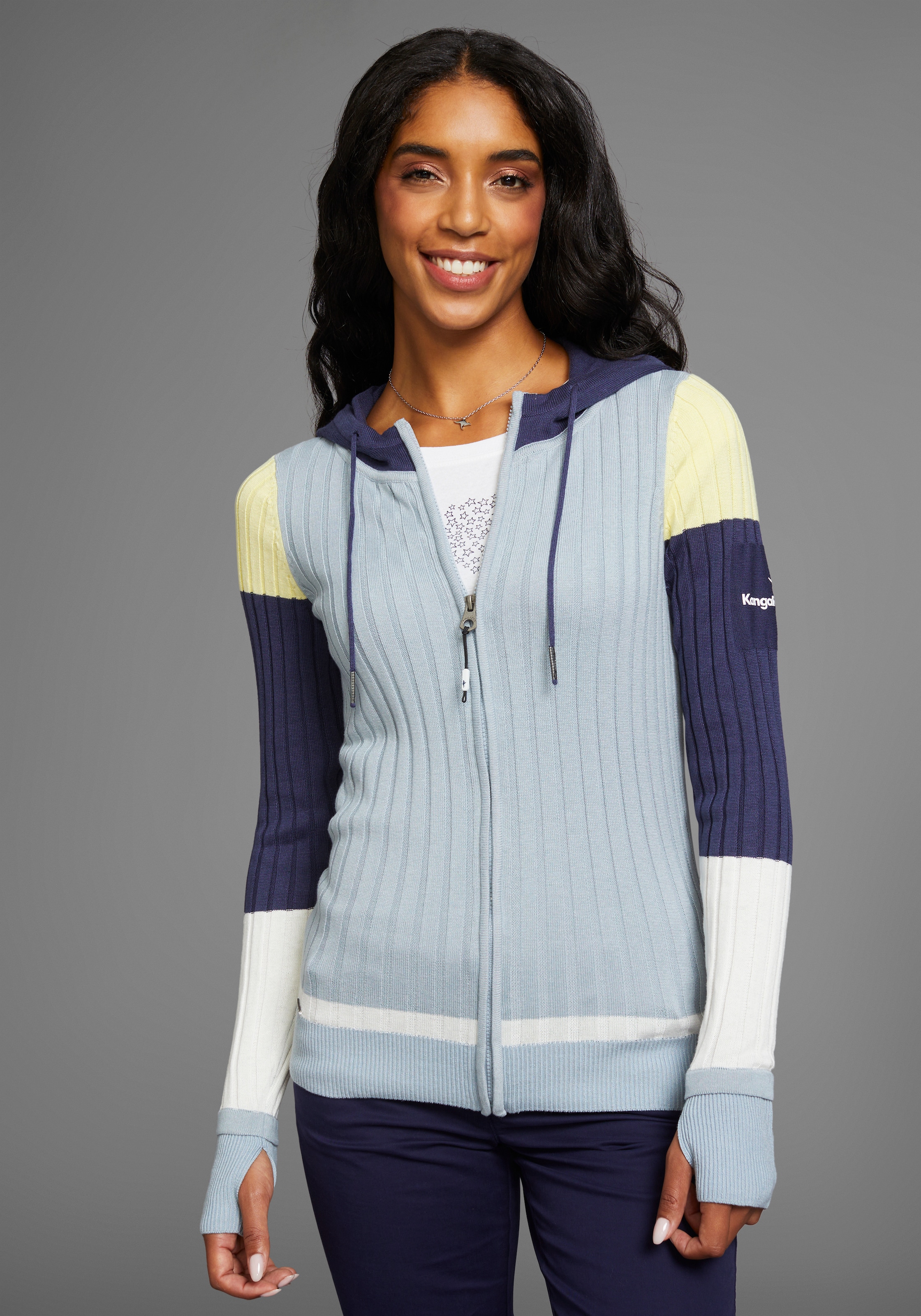 KangaROOS Kapuzenstrickjacke, mit Colorblock, große Größen günstig online kaufen