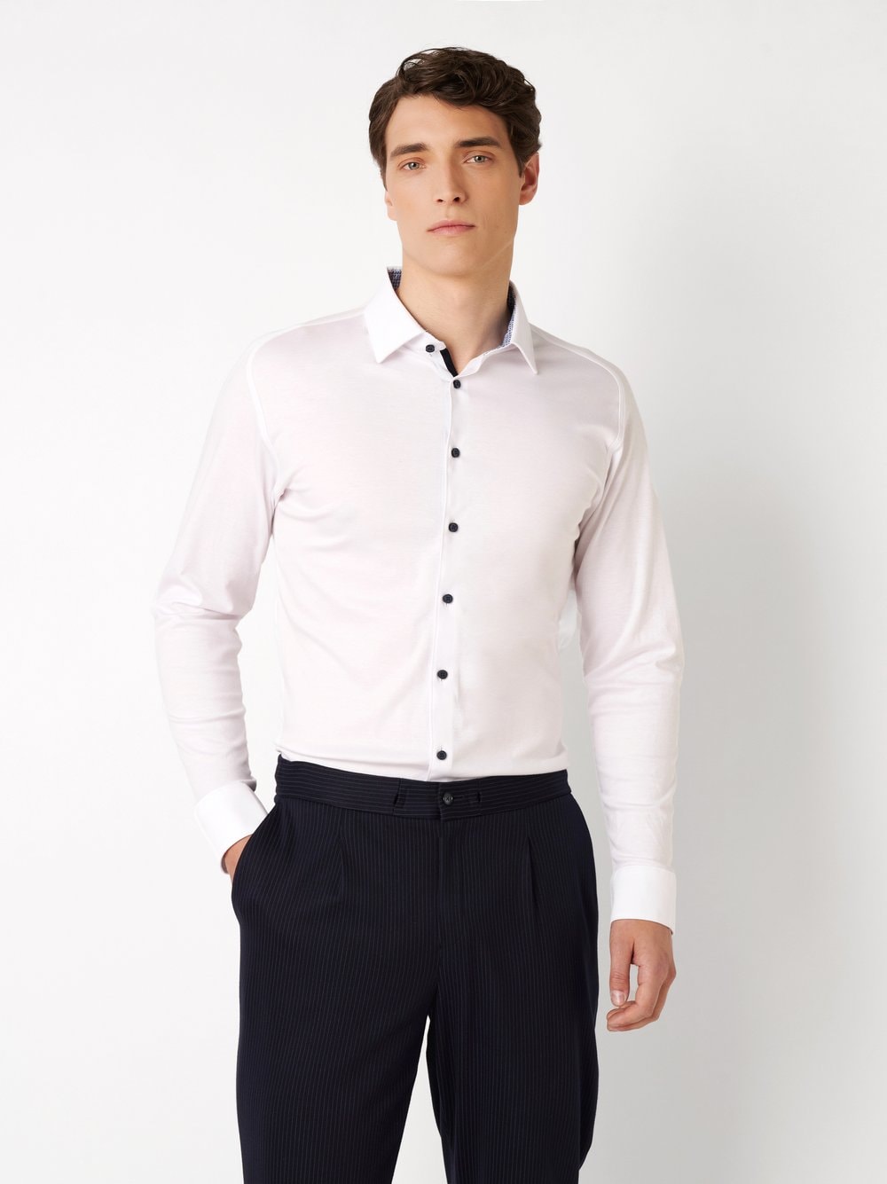 DESOTO Langarmhemd "Jersey Casual Kent" Businesshemd, Jersey, Kentkragen, slim fit